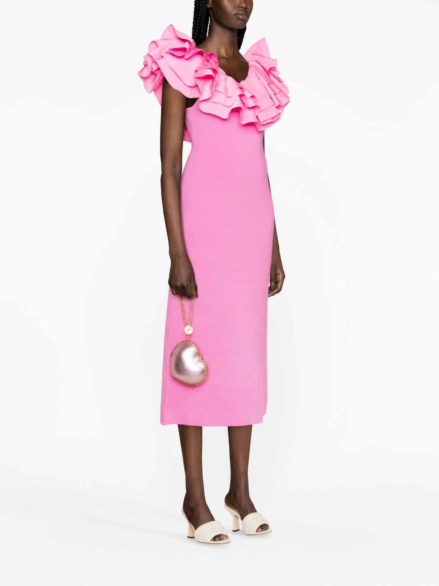 Transcendent ruffle midi dress