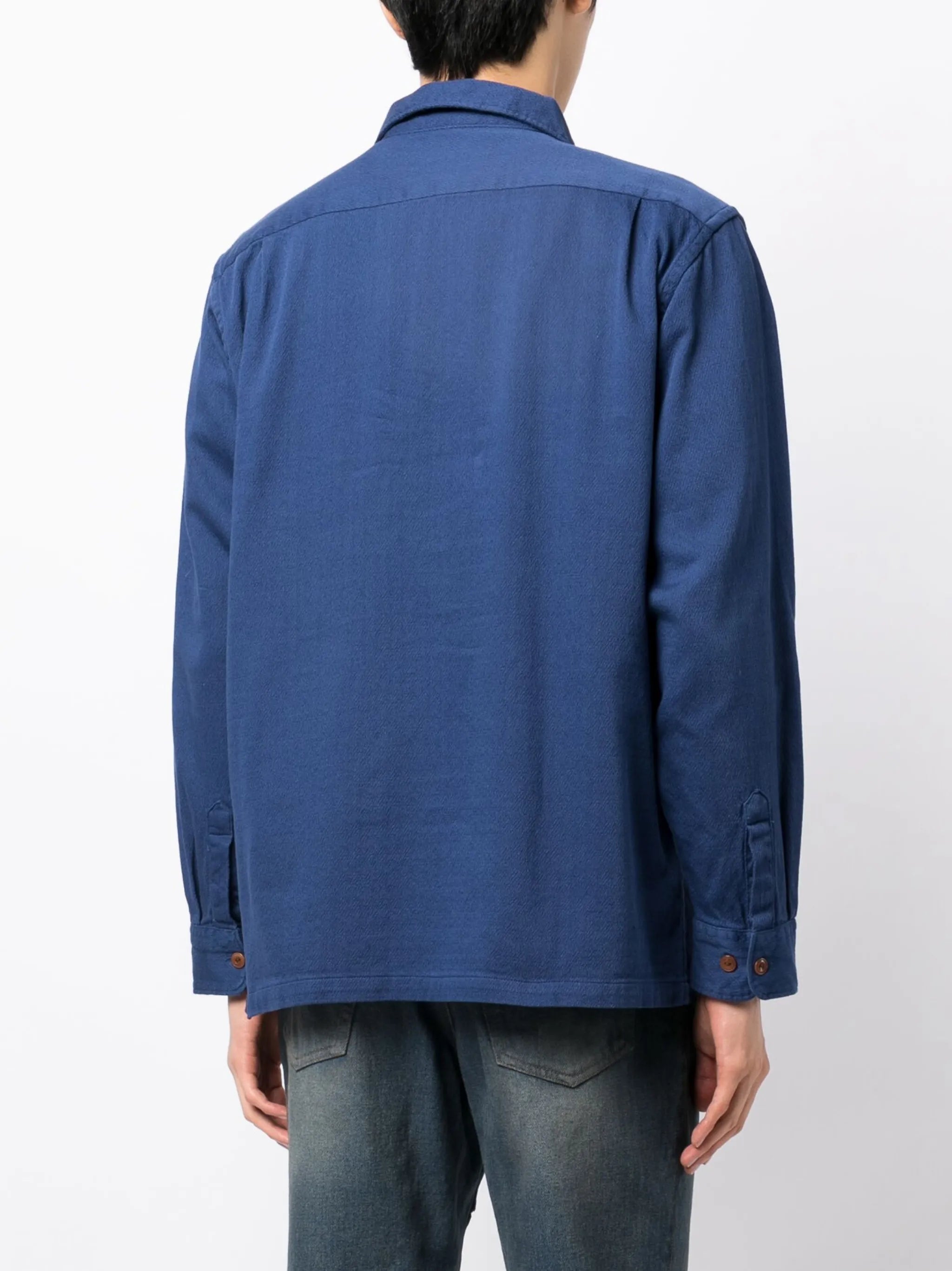 floral-embroidery cotton shirt