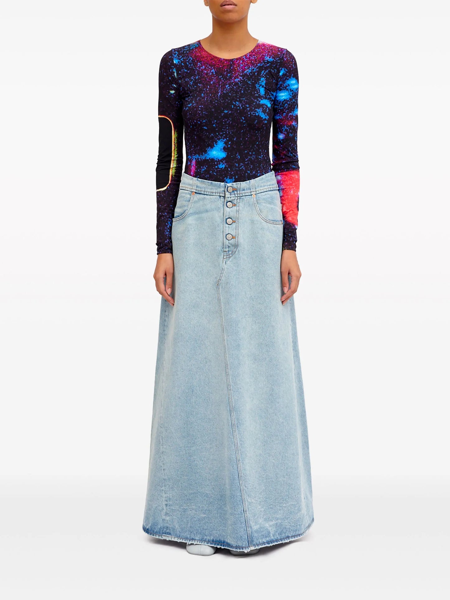 maxi denim skirt