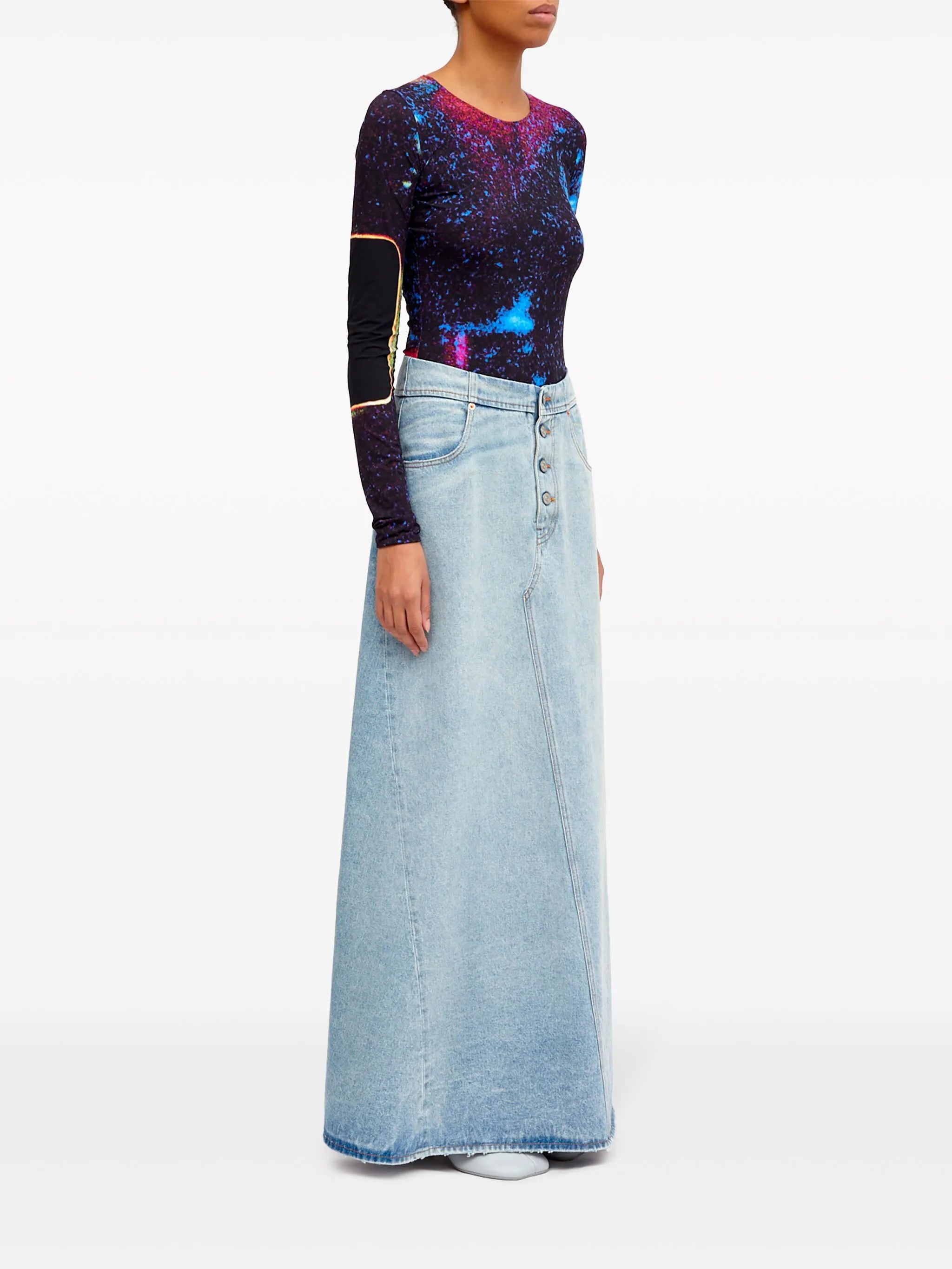 maxi denim skirt