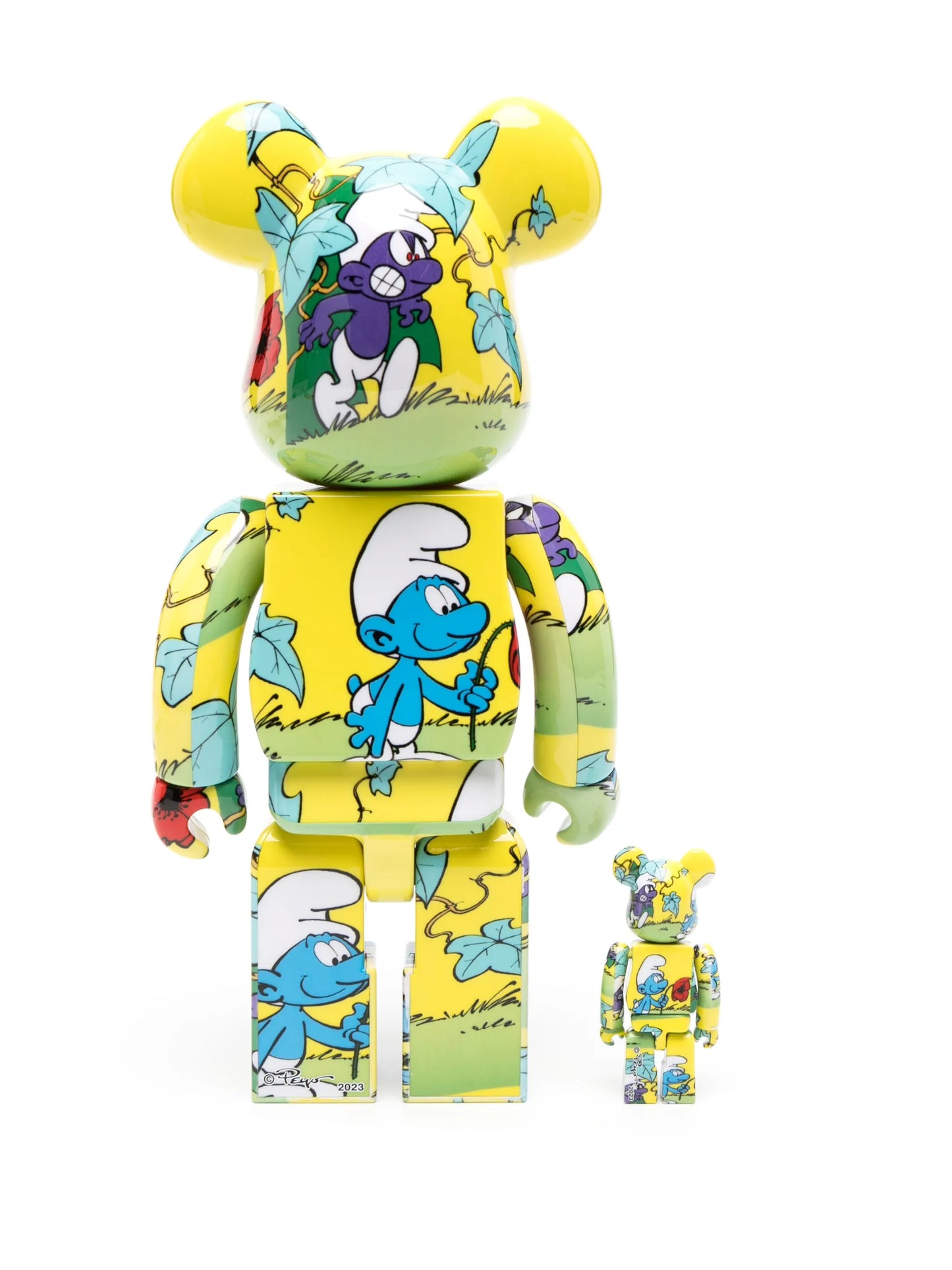 x The Smurfs BE@RBRICK 100% + 400% figure set