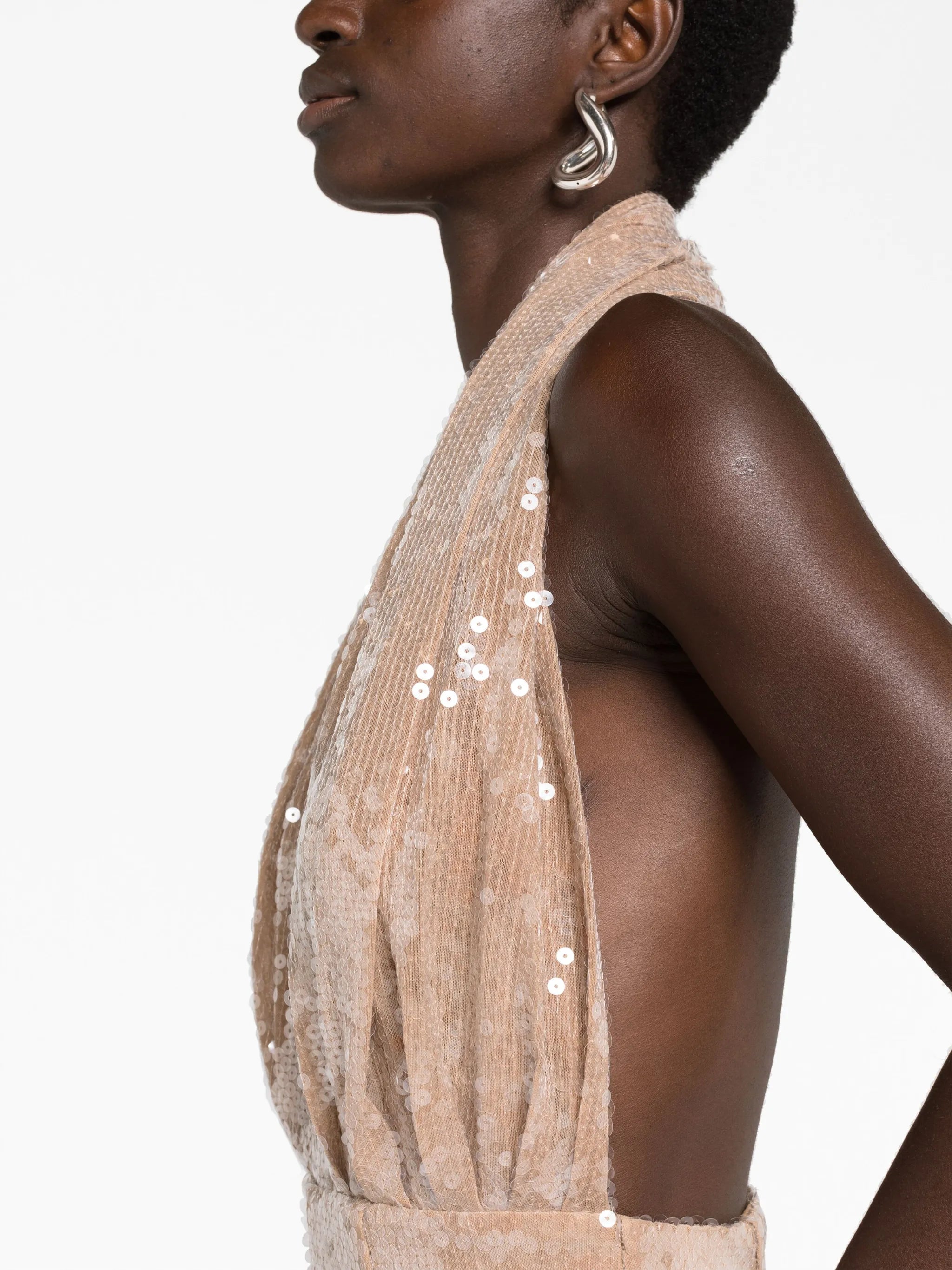 sequin-embellished plunge dress