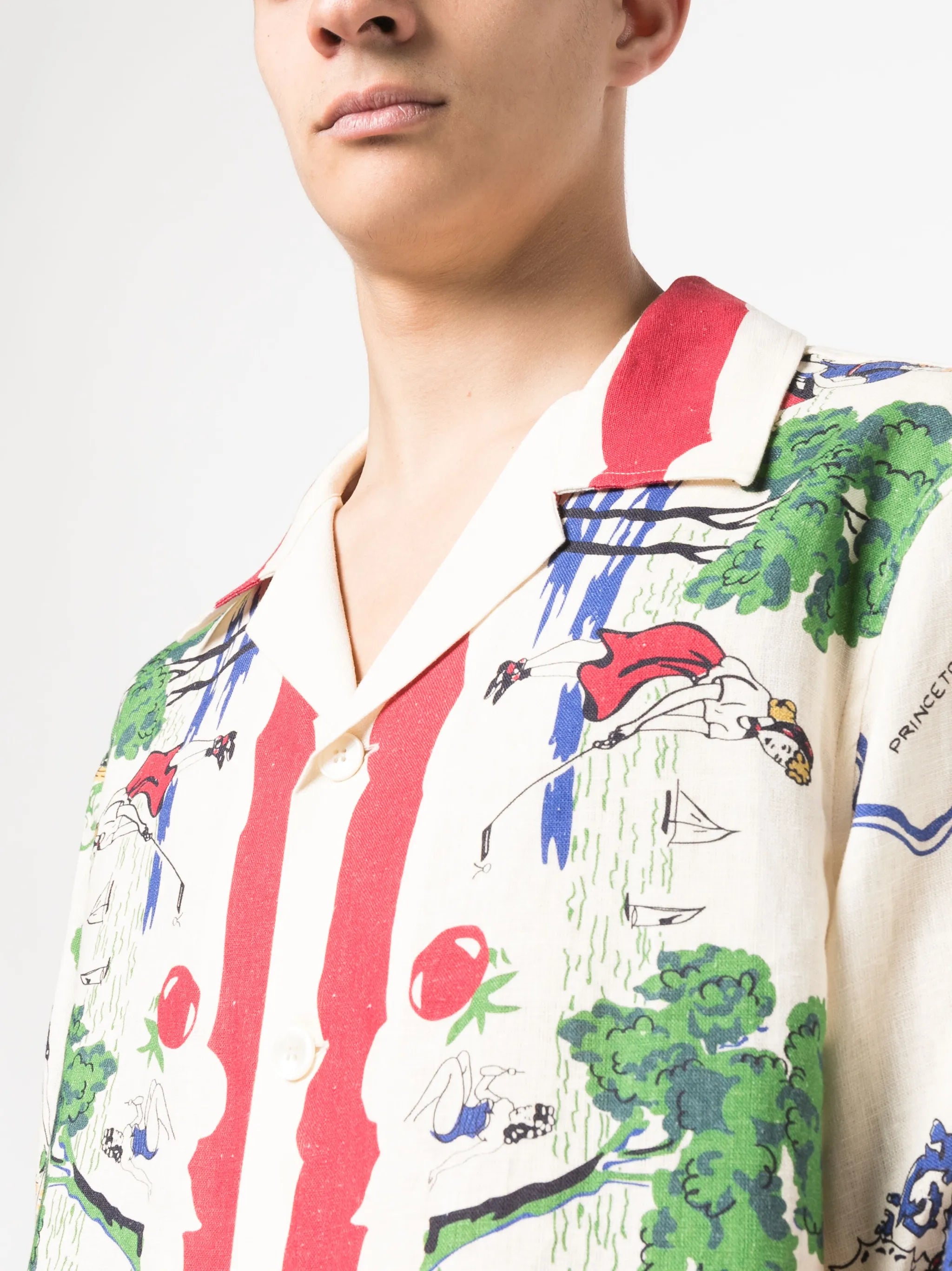 graphic-print linen shirt