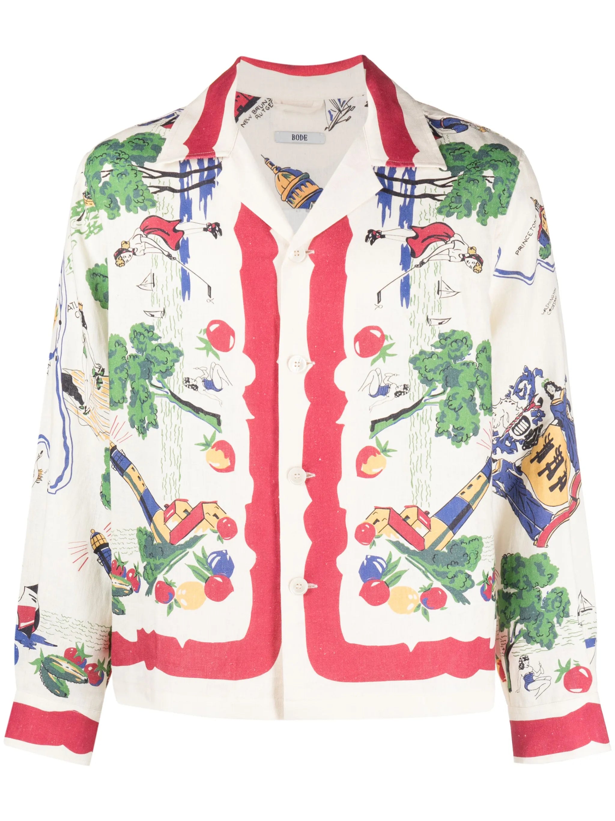 graphic-print linen shirt