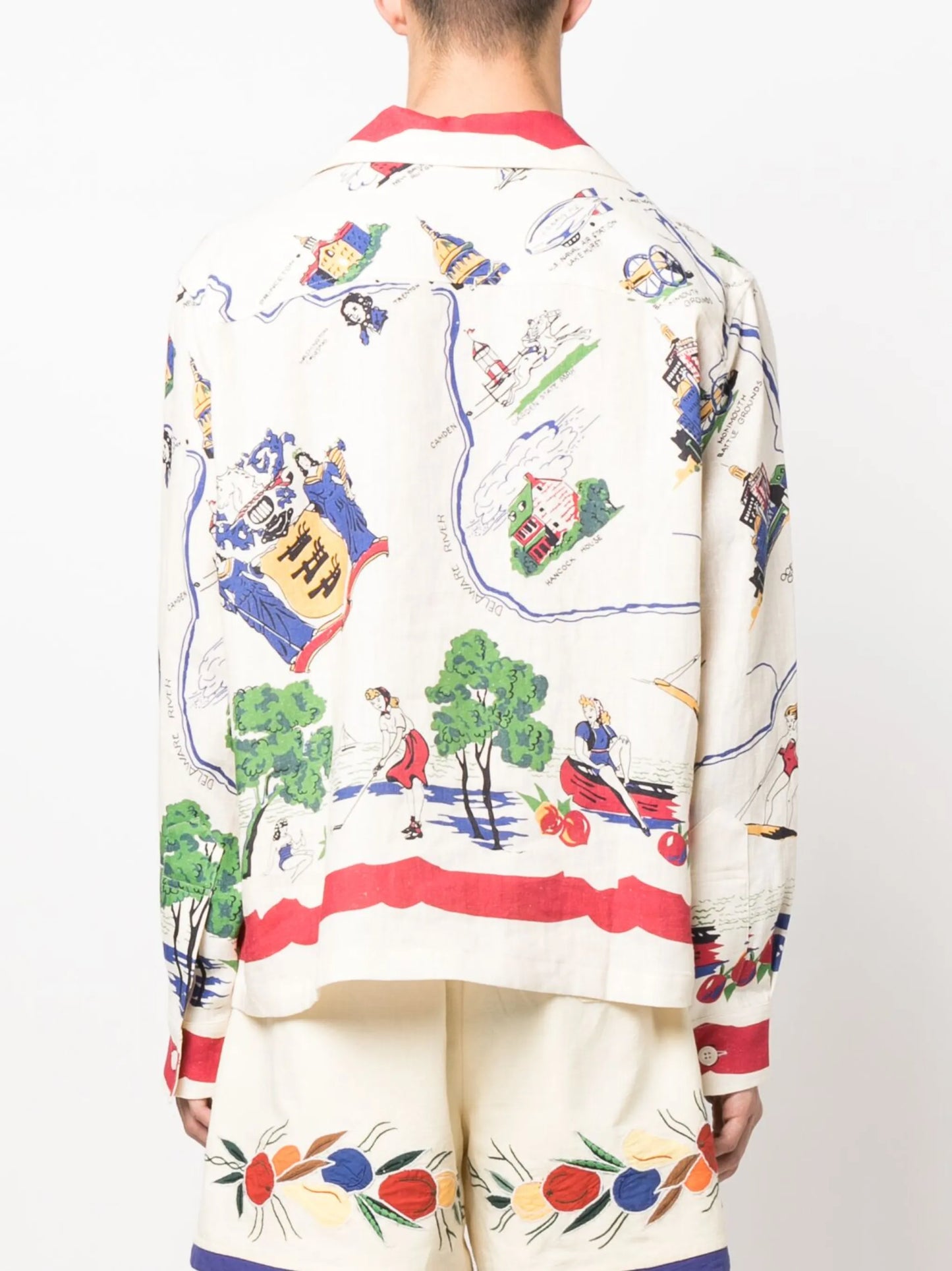 graphic-print linen shirt