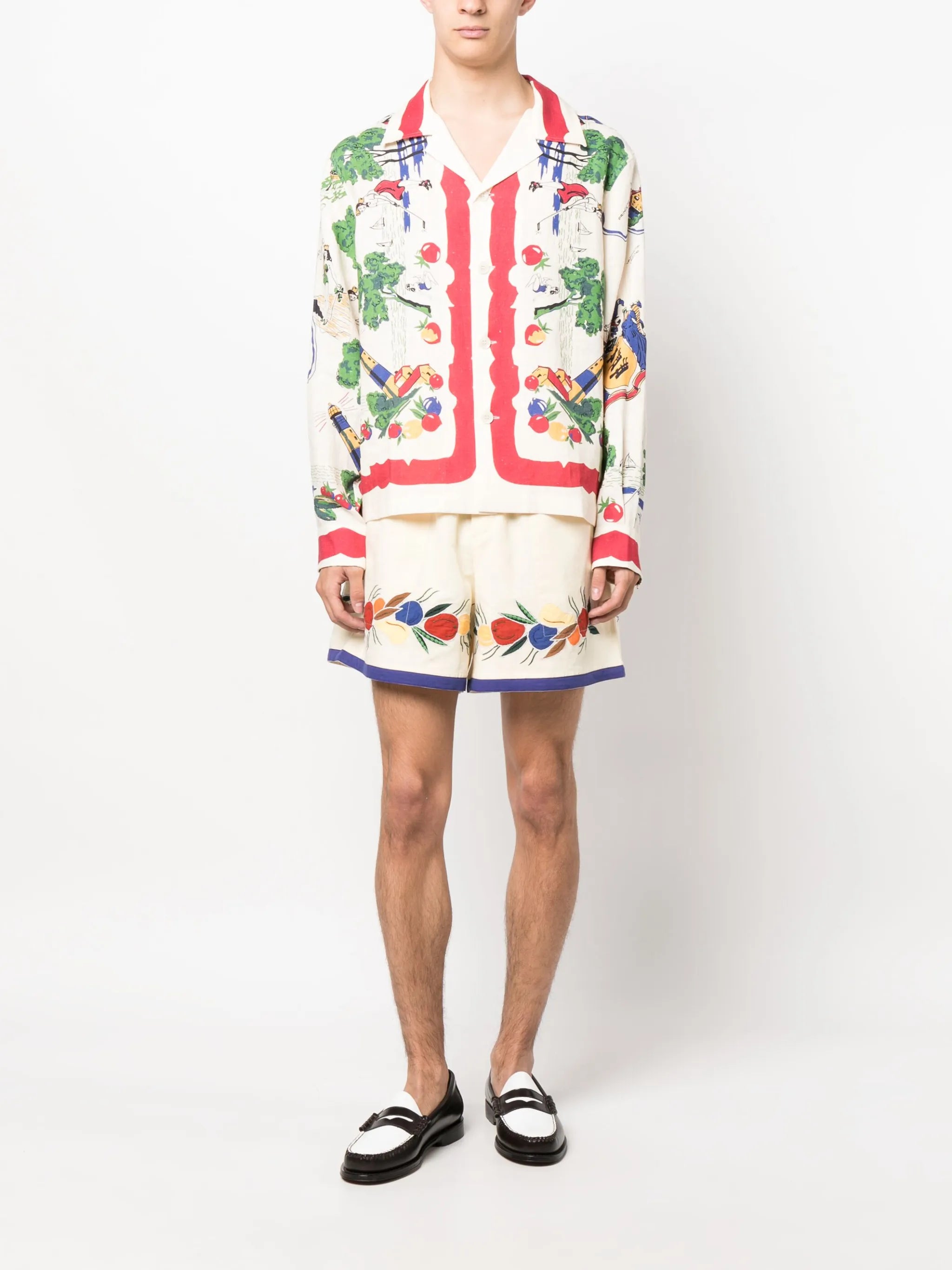 graphic-print linen shirt