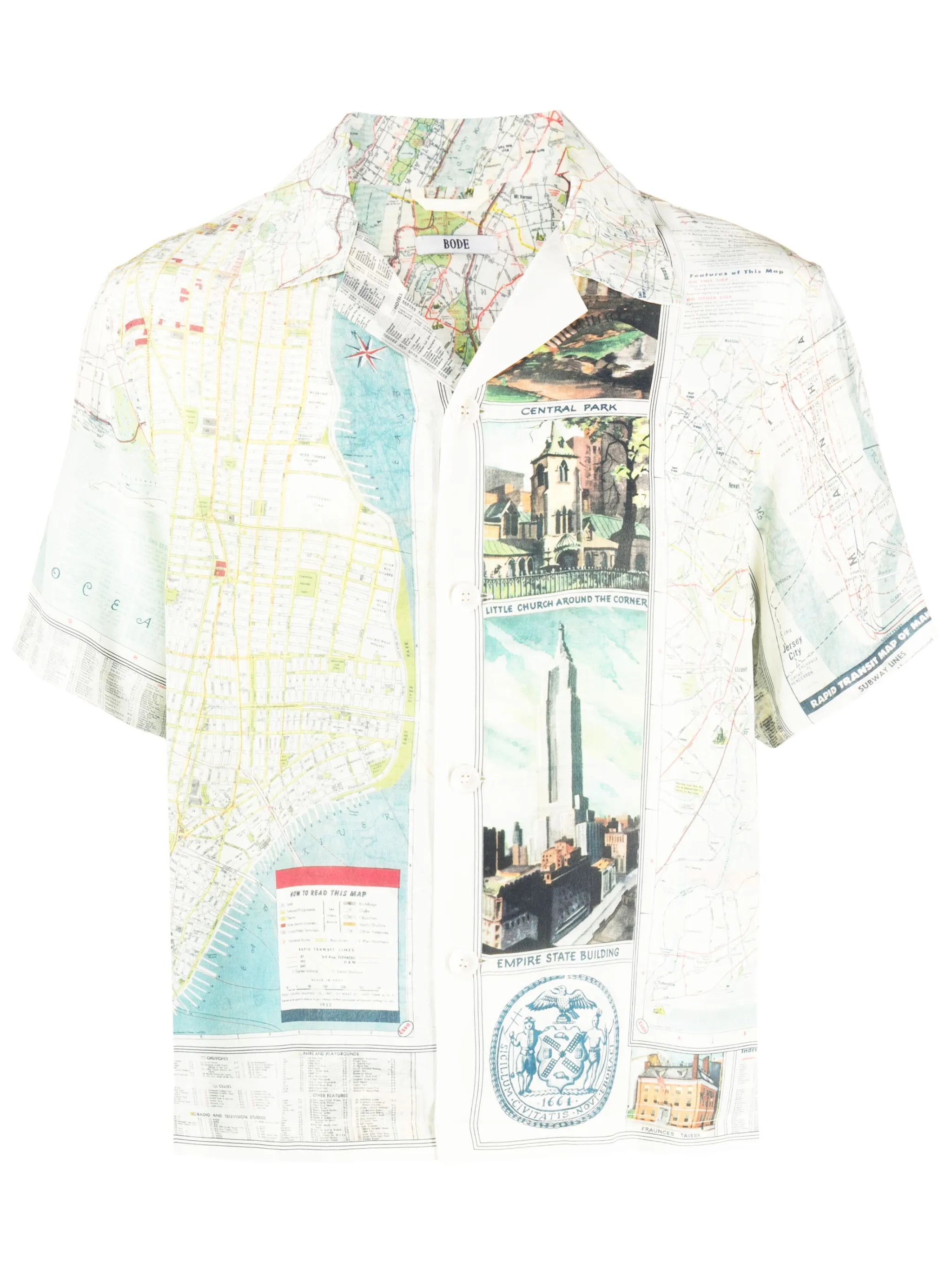 graphic-print silk shirt