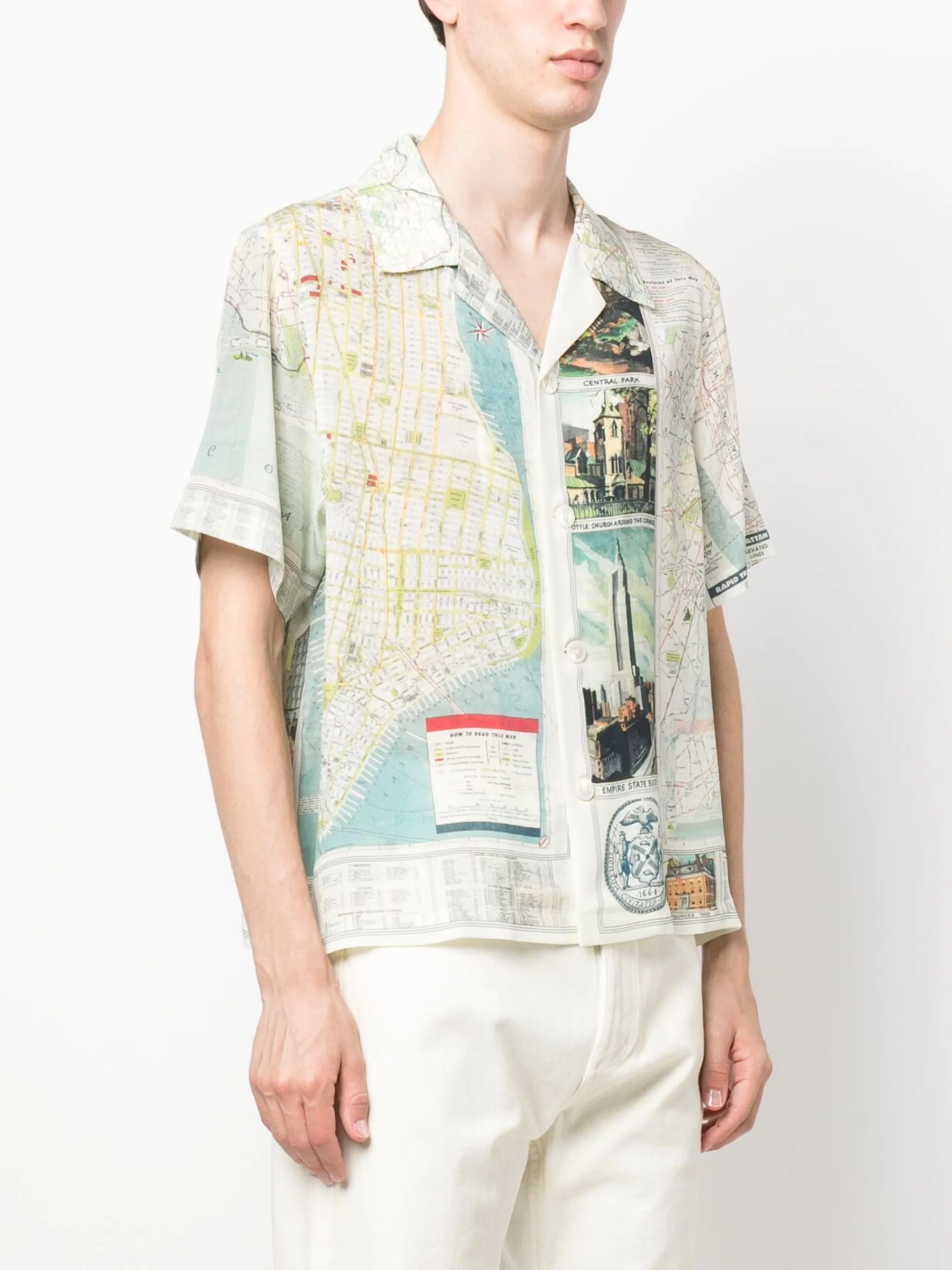 graphic-print silk shirt