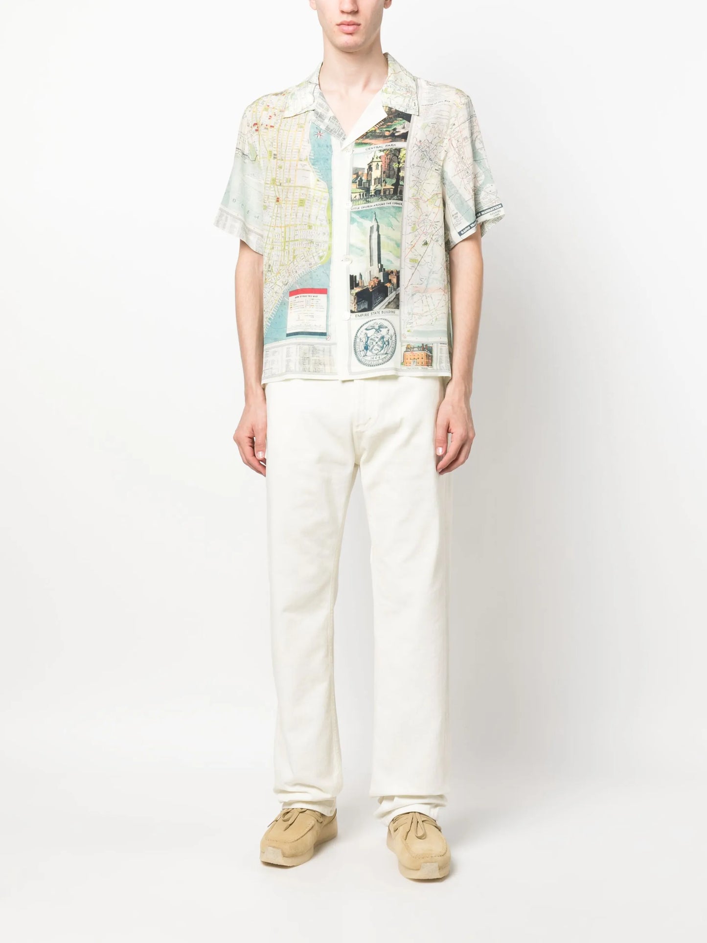 graphic-print silk shirt