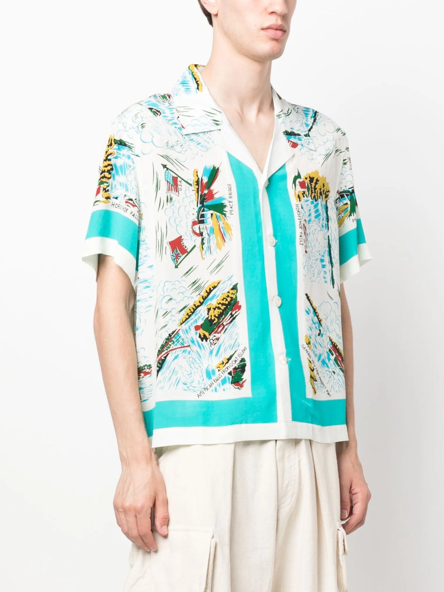 graphic-print silk shirt