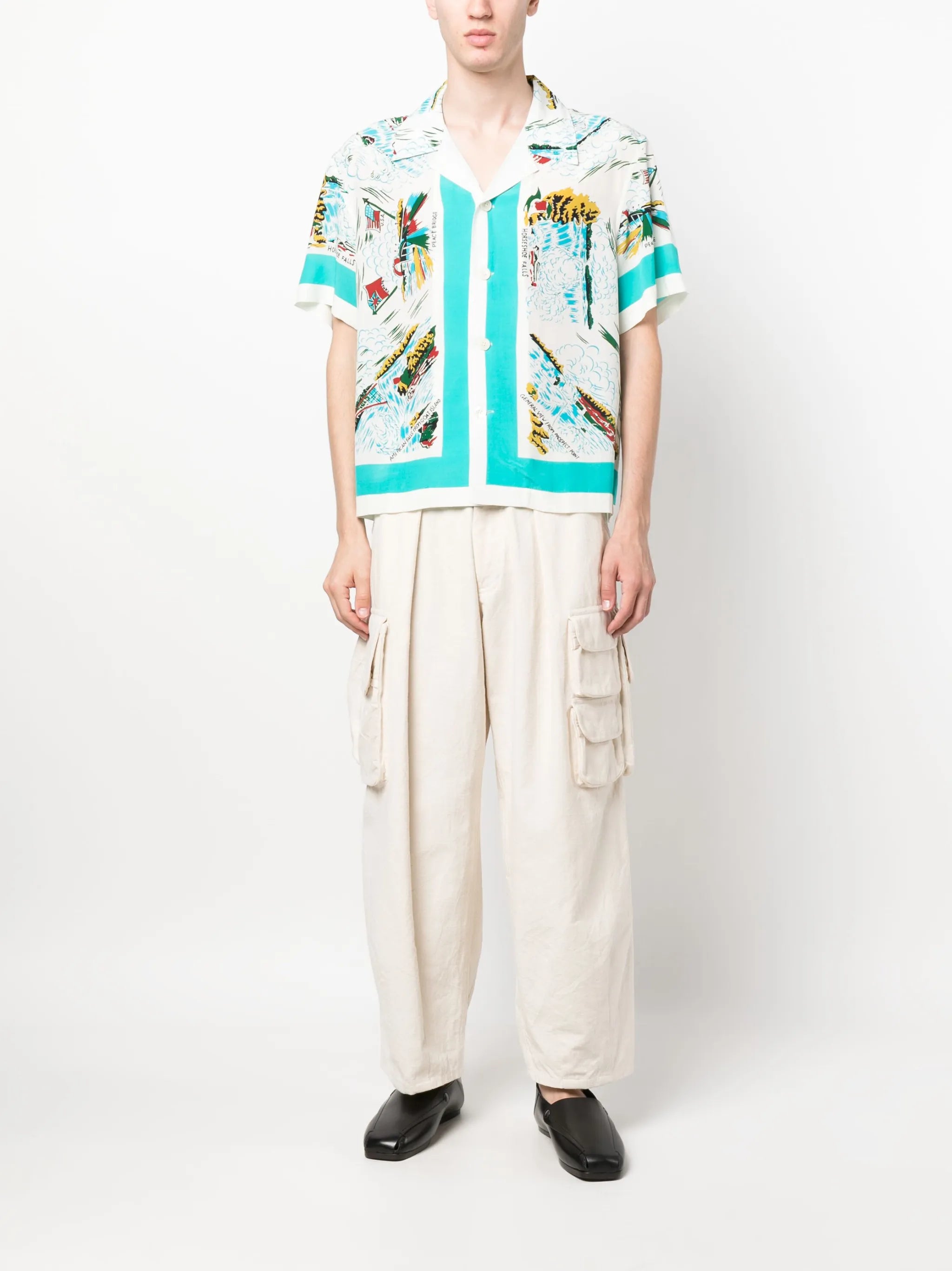 graphic-print silk shirt