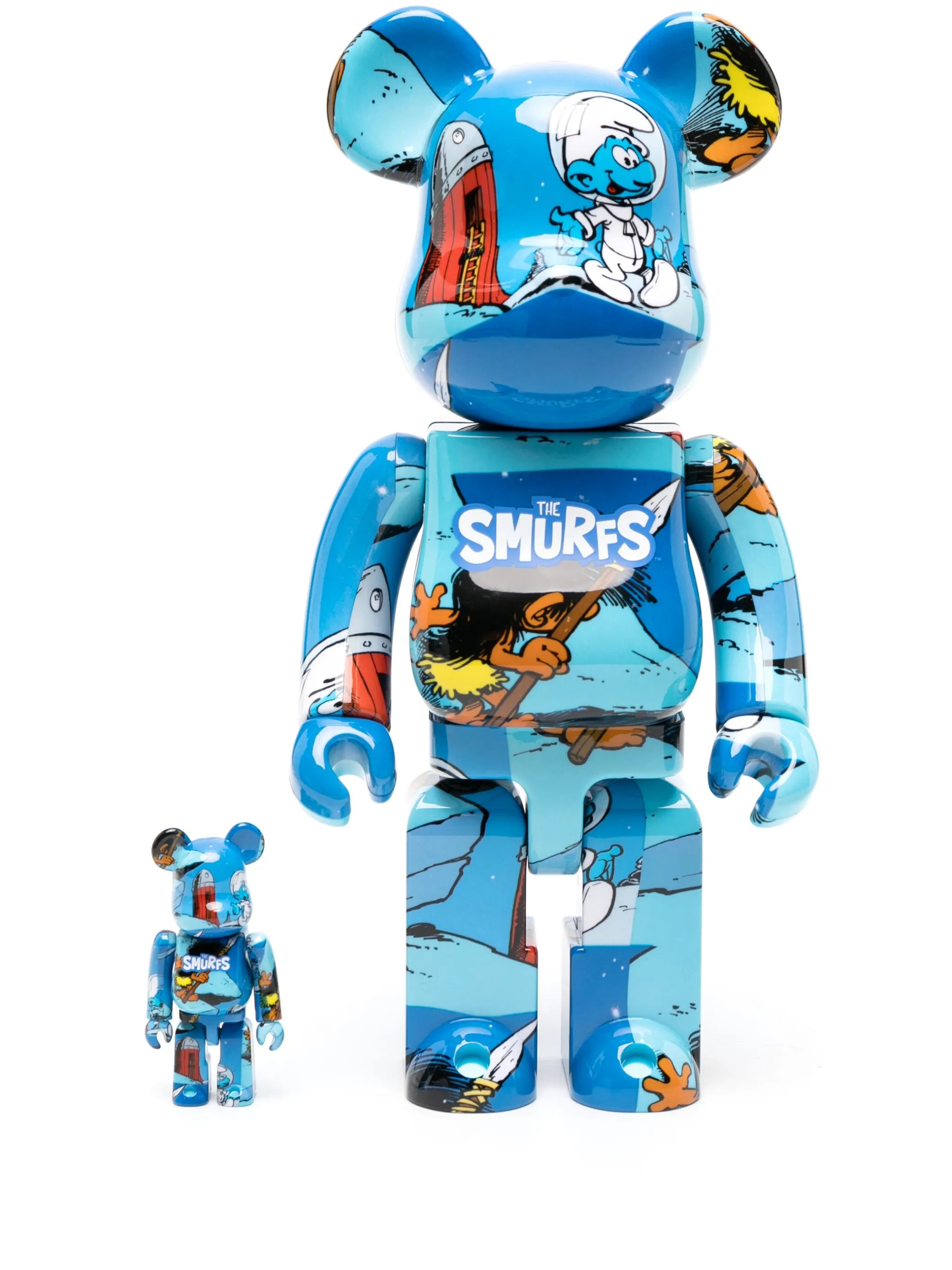 x The Smurfs BE@RBRICK 100% + 400% figure set