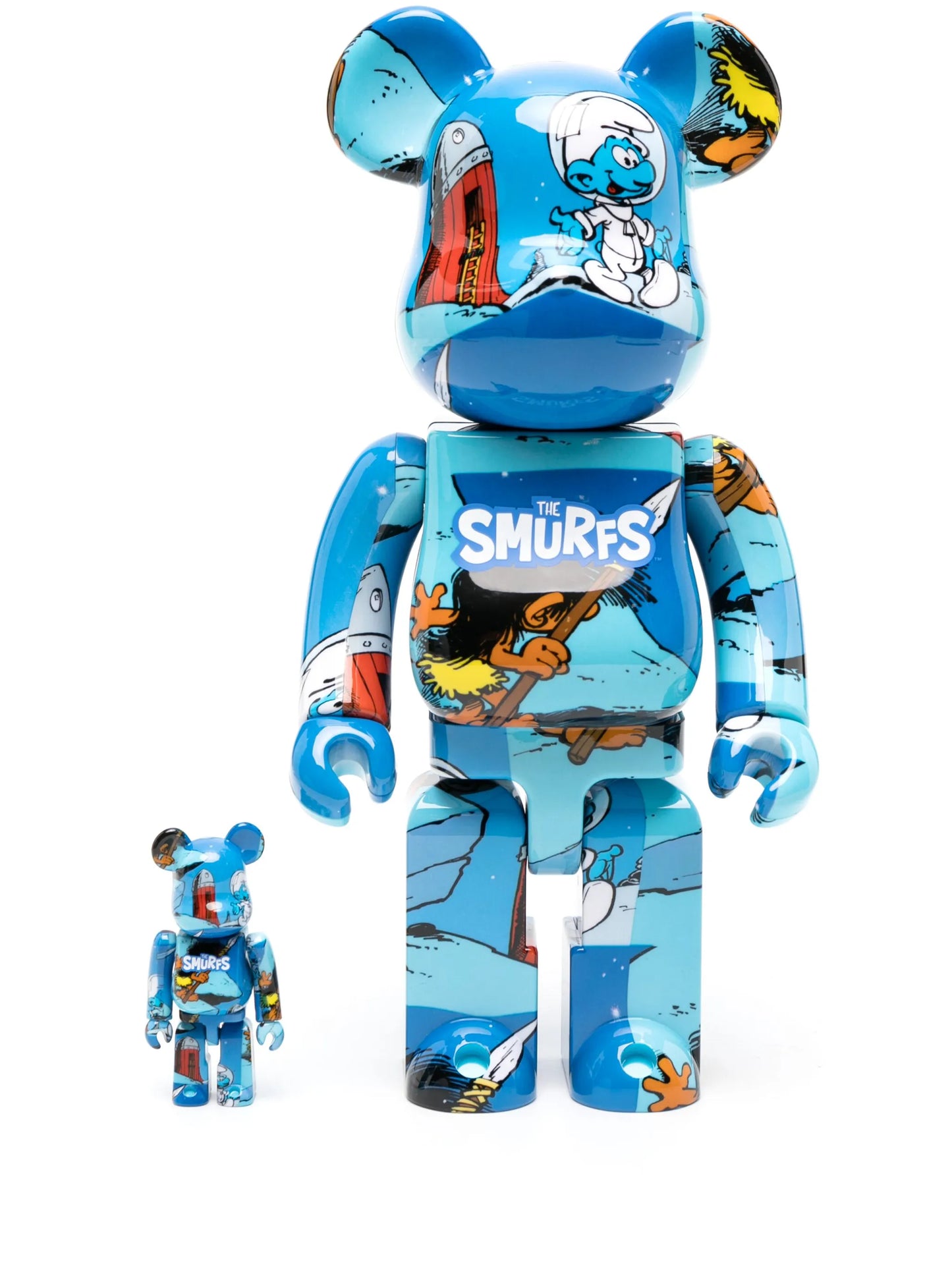 x The Smurfs BE@RBRICK 100% + 400% figure set