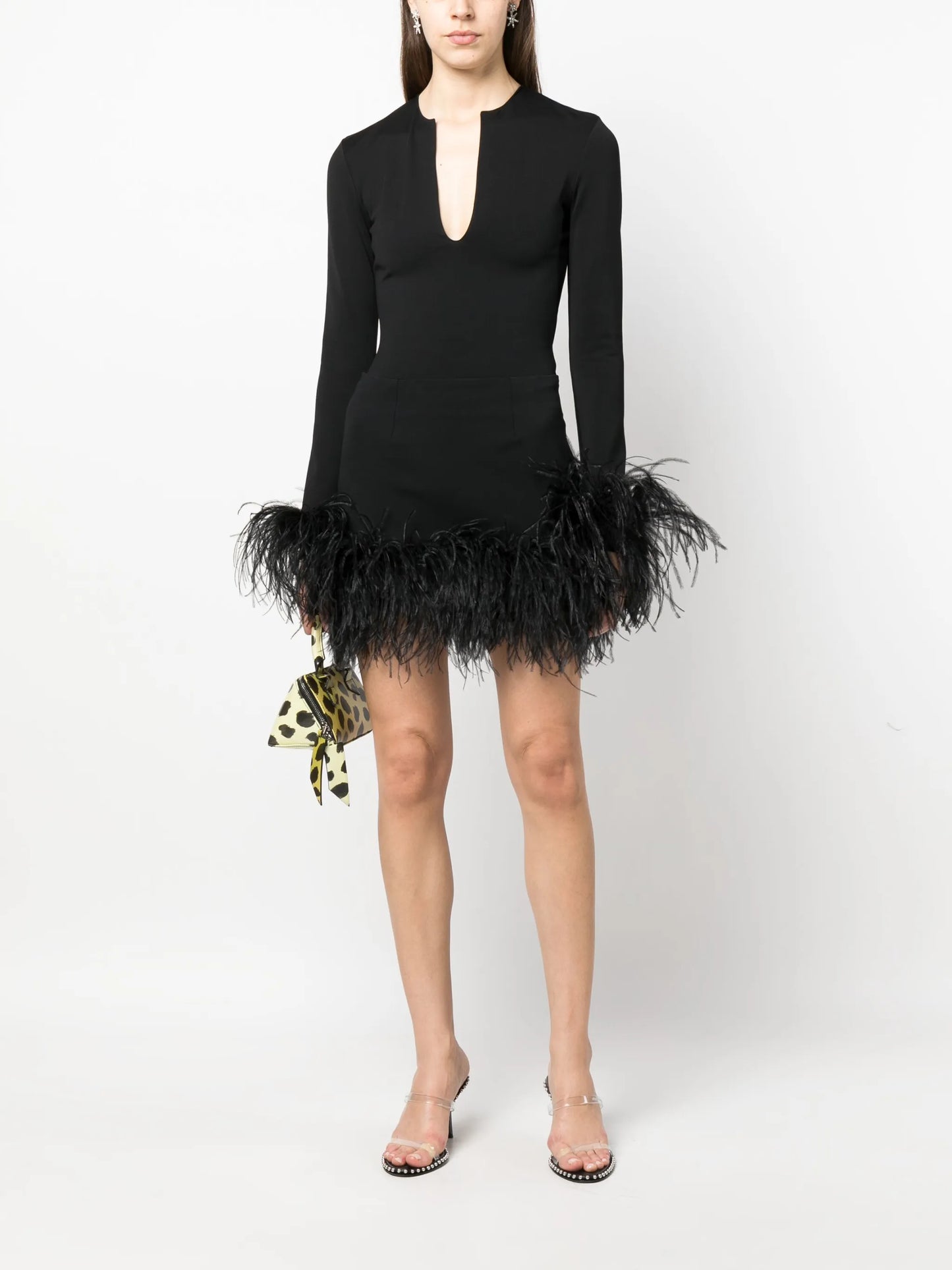 Haile feather-trim mini skirt