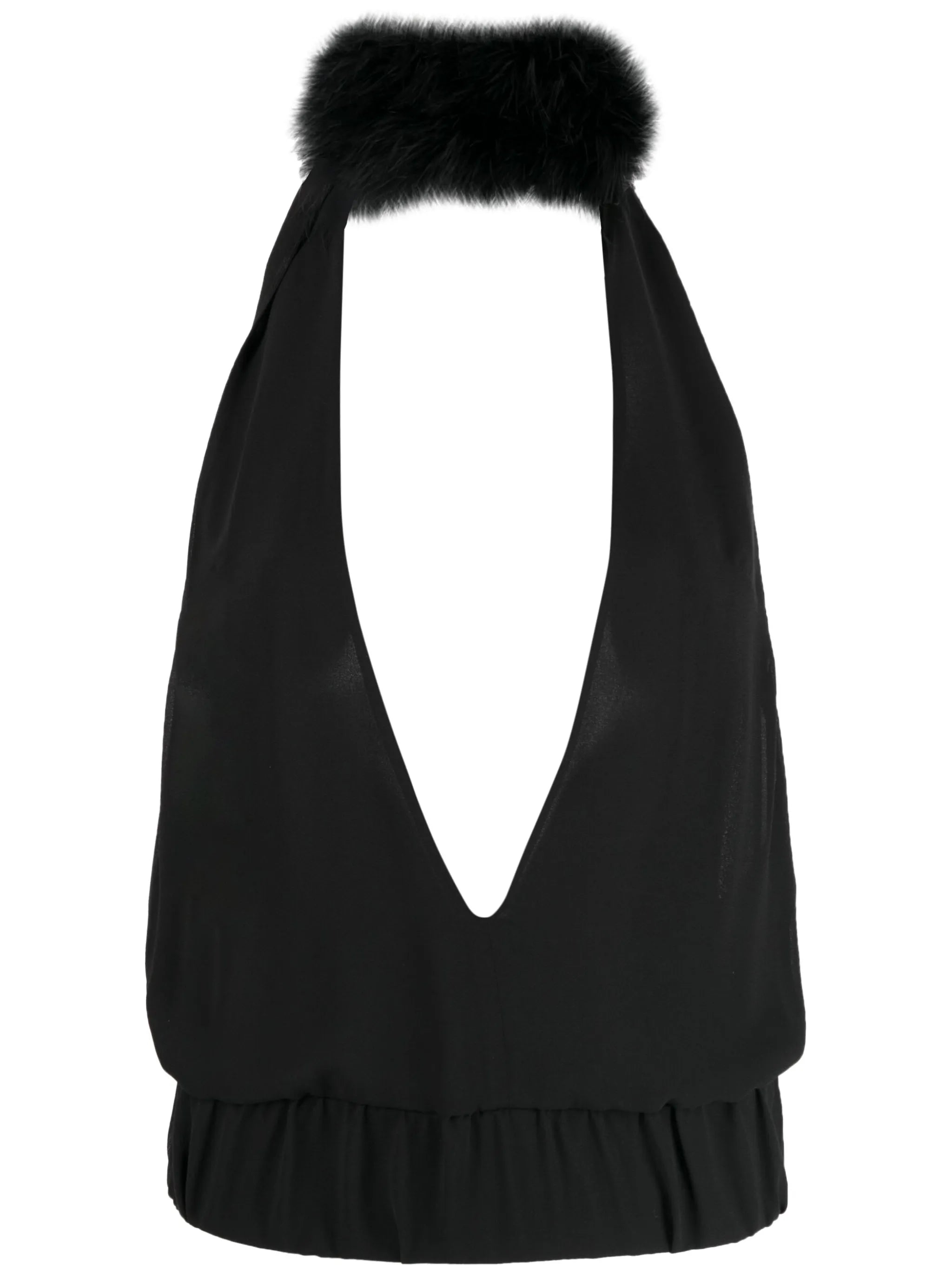 Salina feather-trim halterneck top