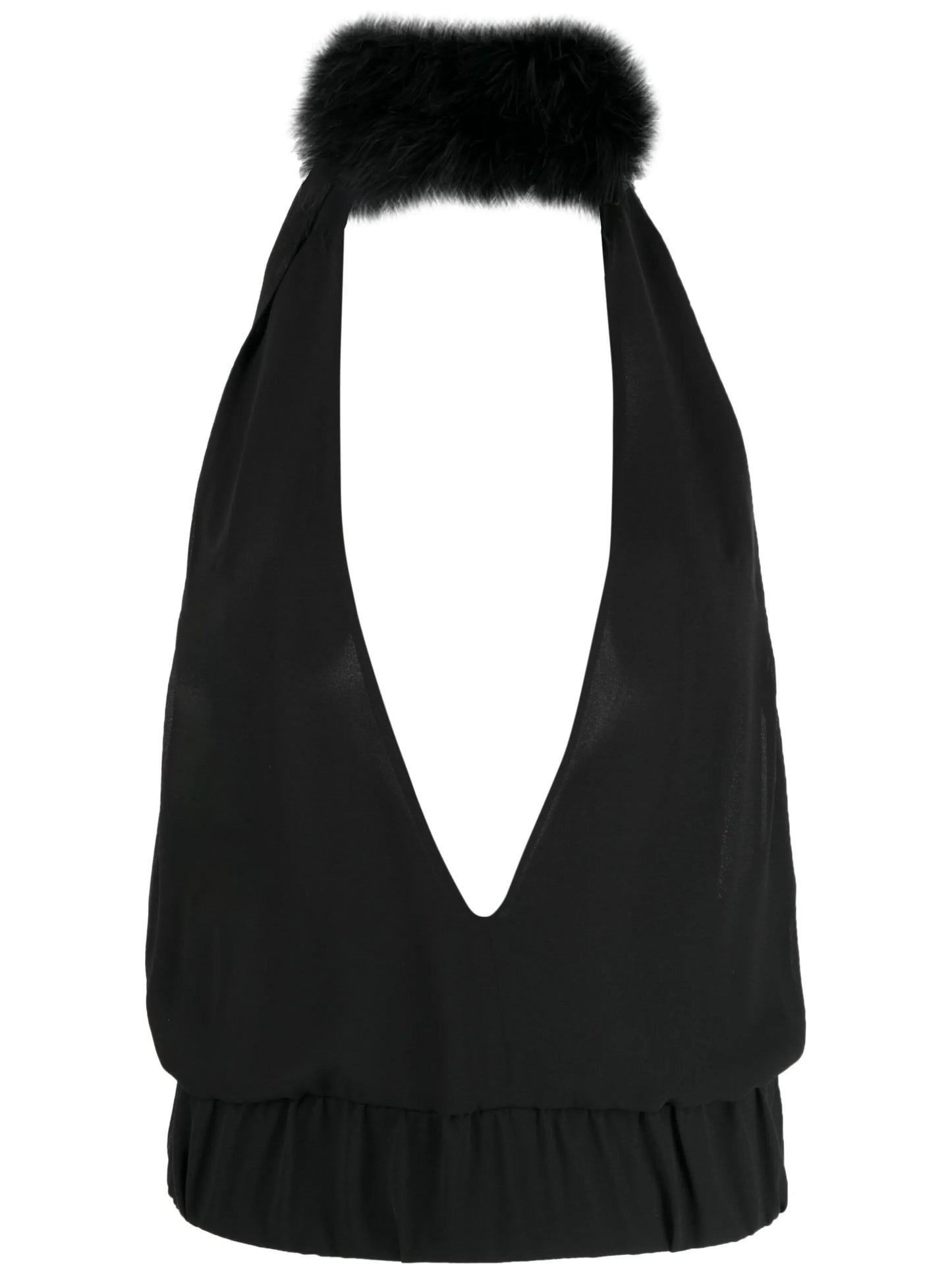 Salina feather-trim halterneck top