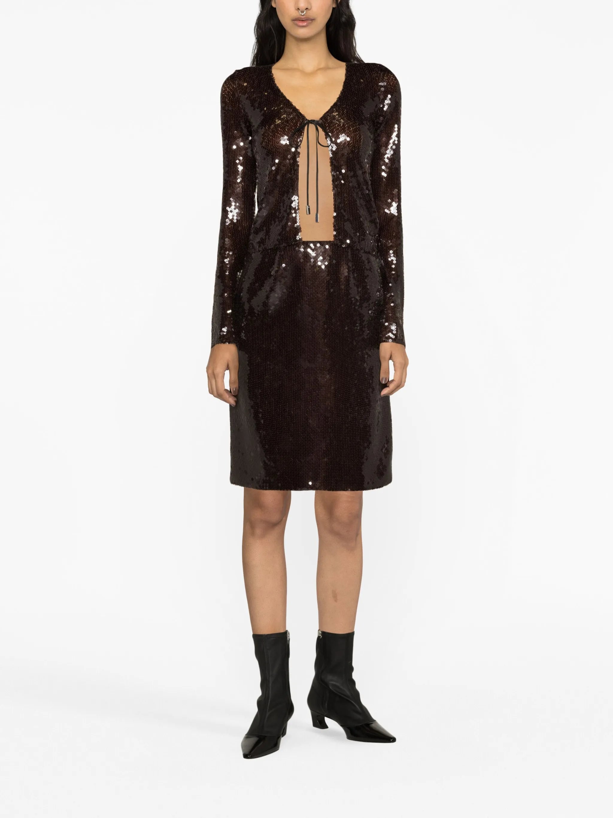 sequin-embellished long-sleeve cardigan