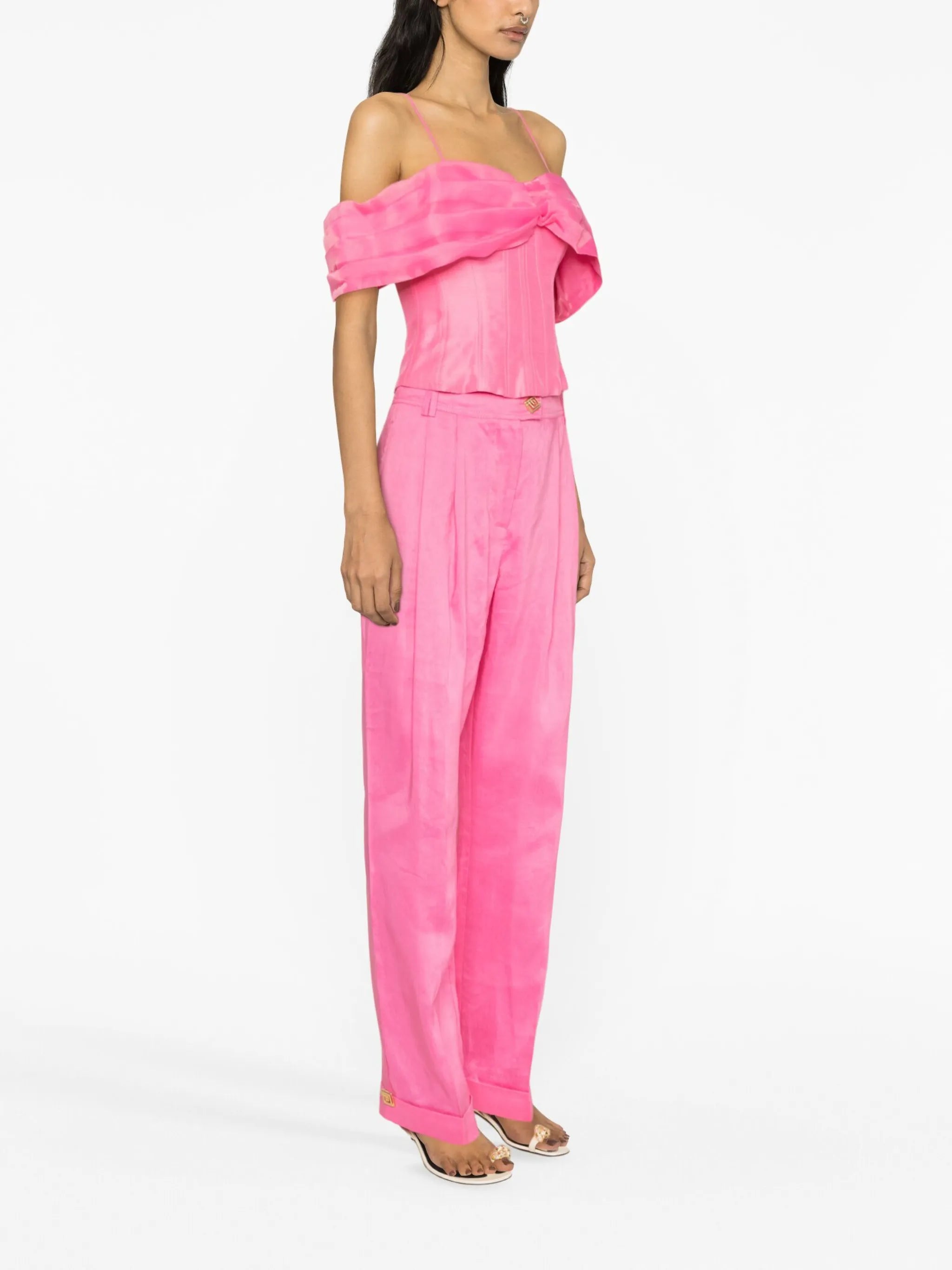 Sentiment pleated linen-blend trousers