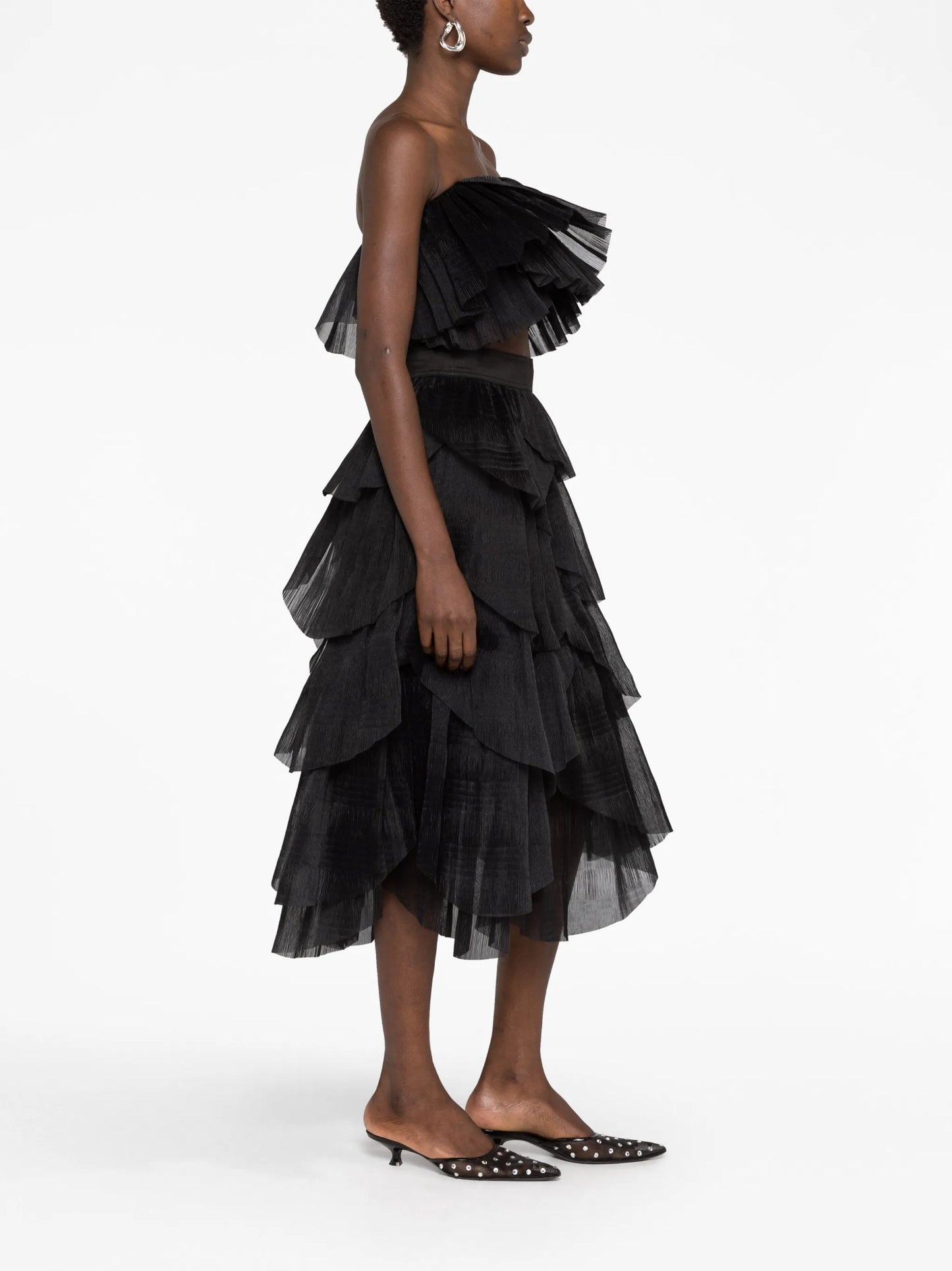 Elsie tiered plissé-organza skirt