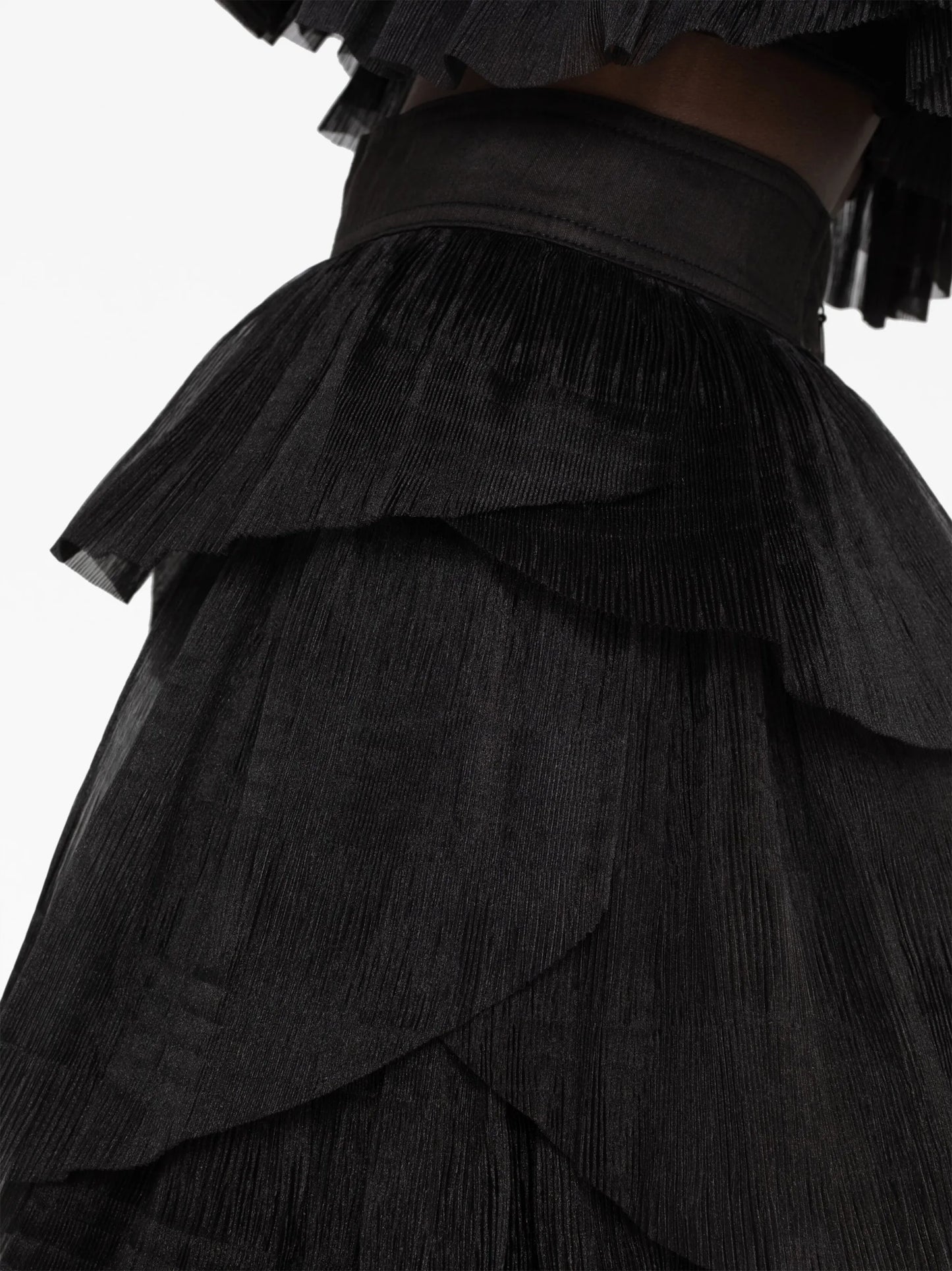 Elsie tiered plissé-organza skirt