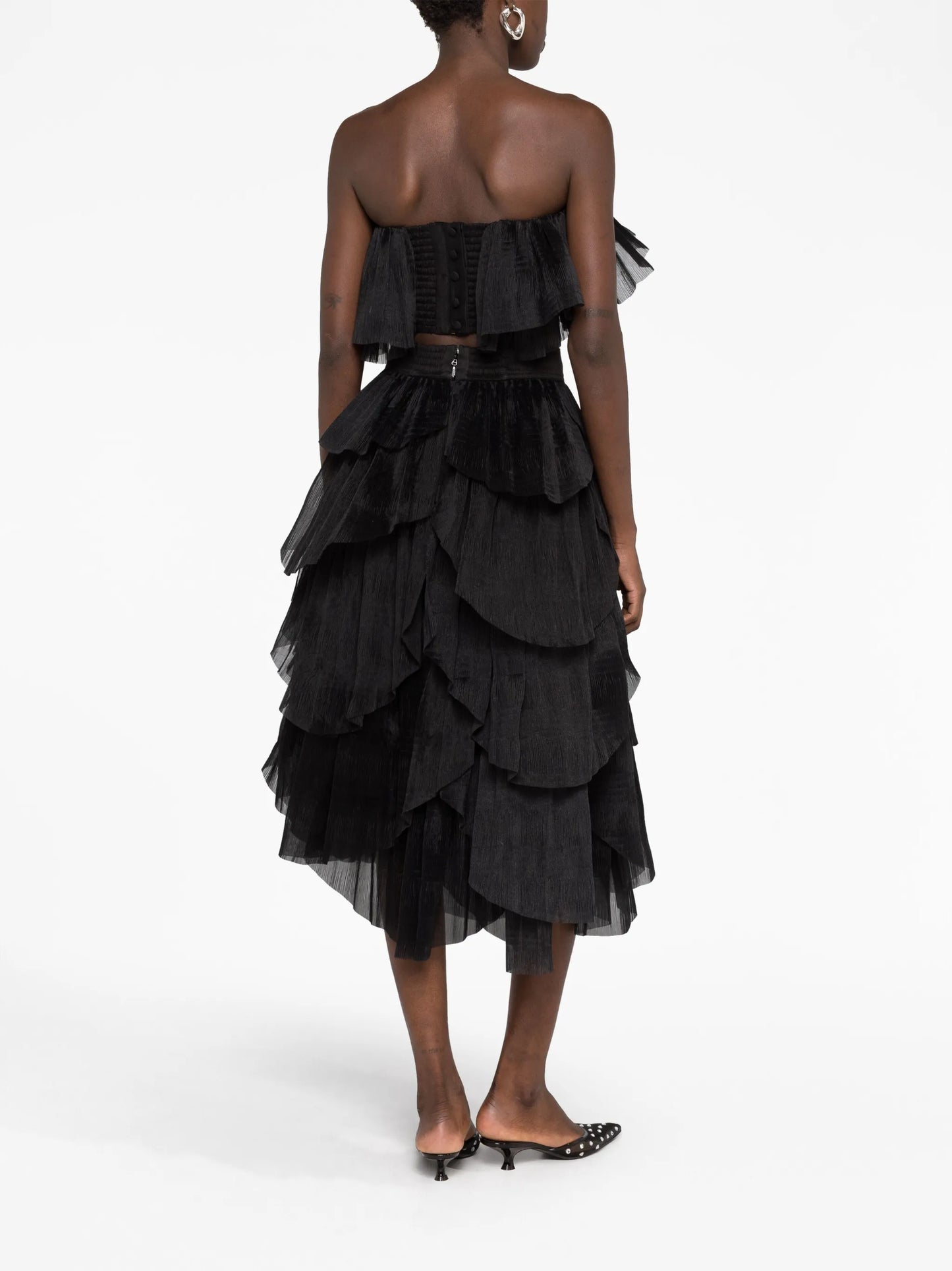 Elsie tiered plissé-organza skirt