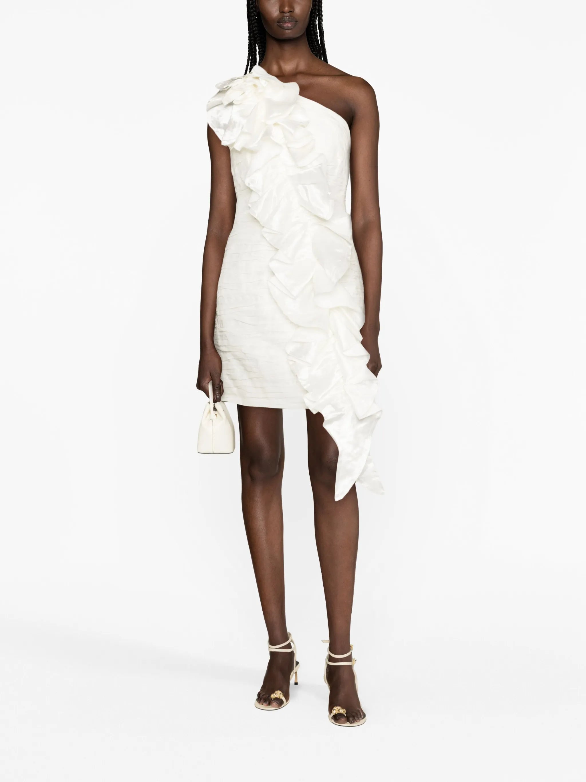 Adelia ruffled one-shoulder minidress