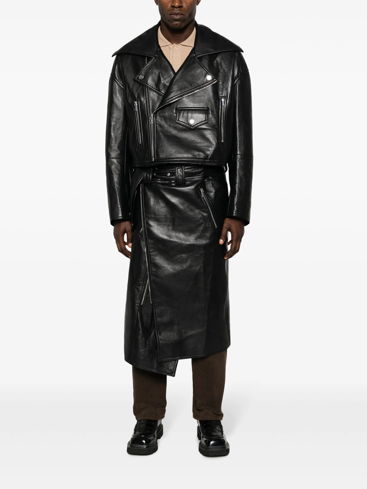 Ross convertible leather coat