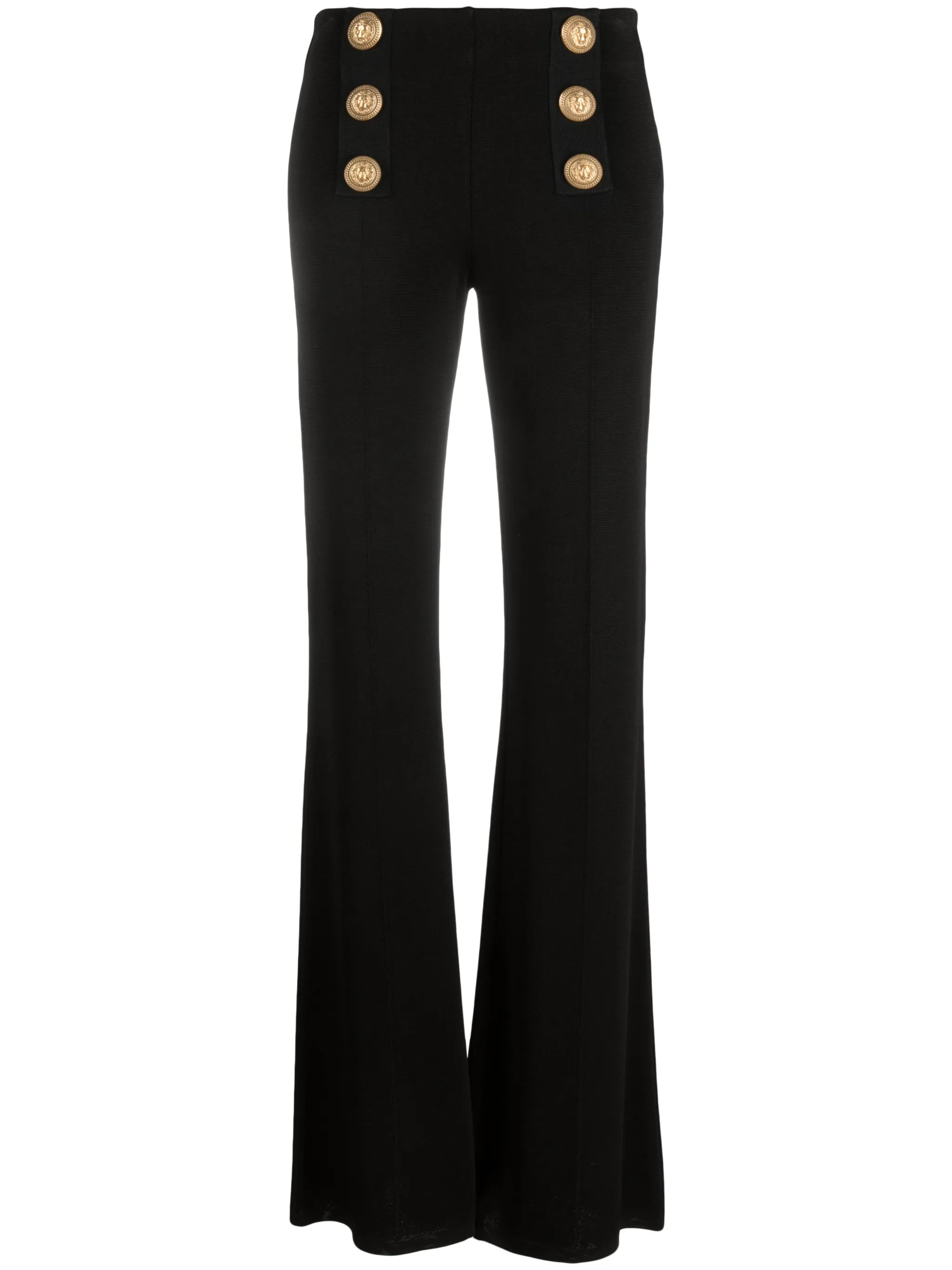 button-embellished flared trousers