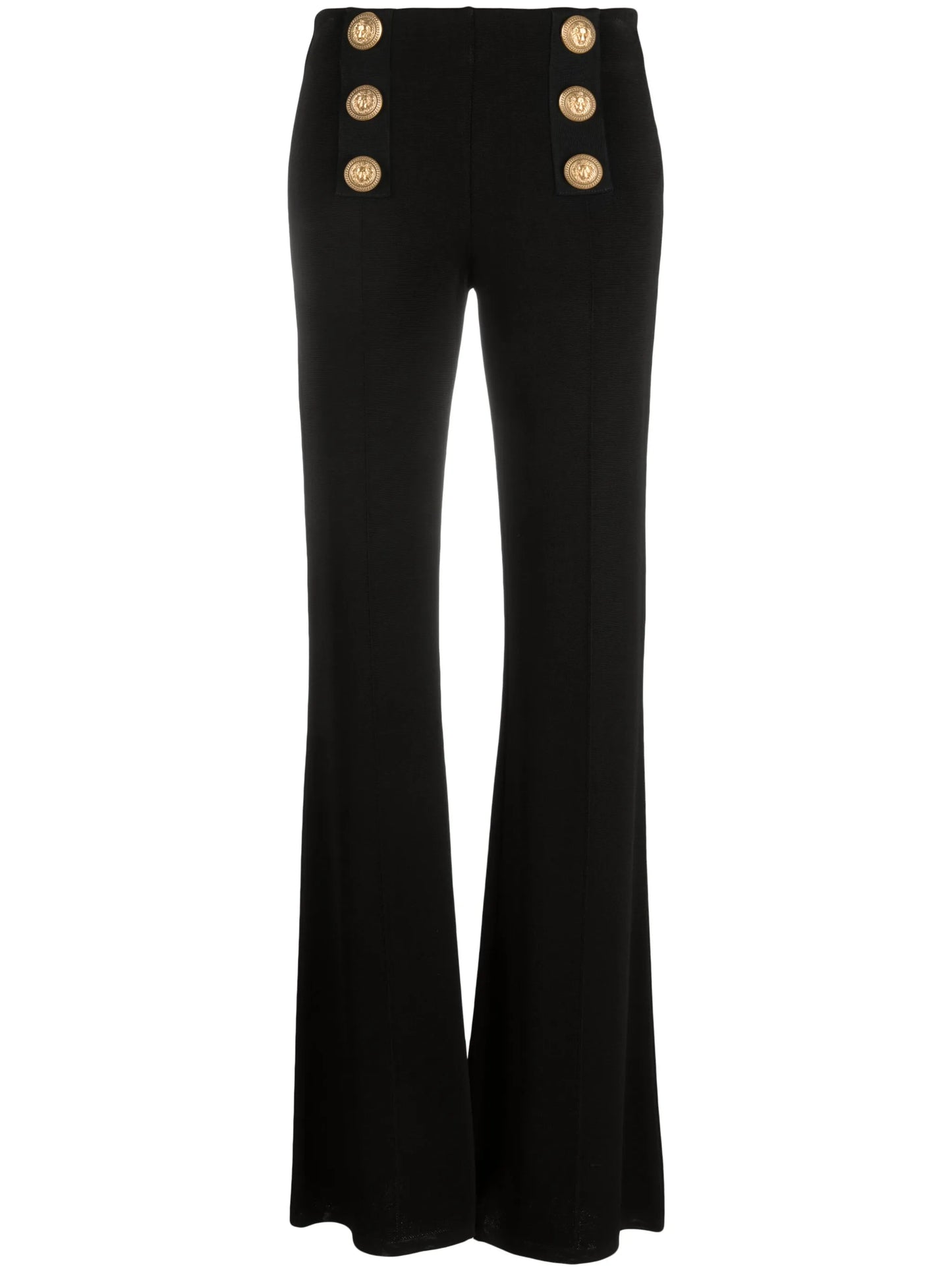 button-embellished flared trousers