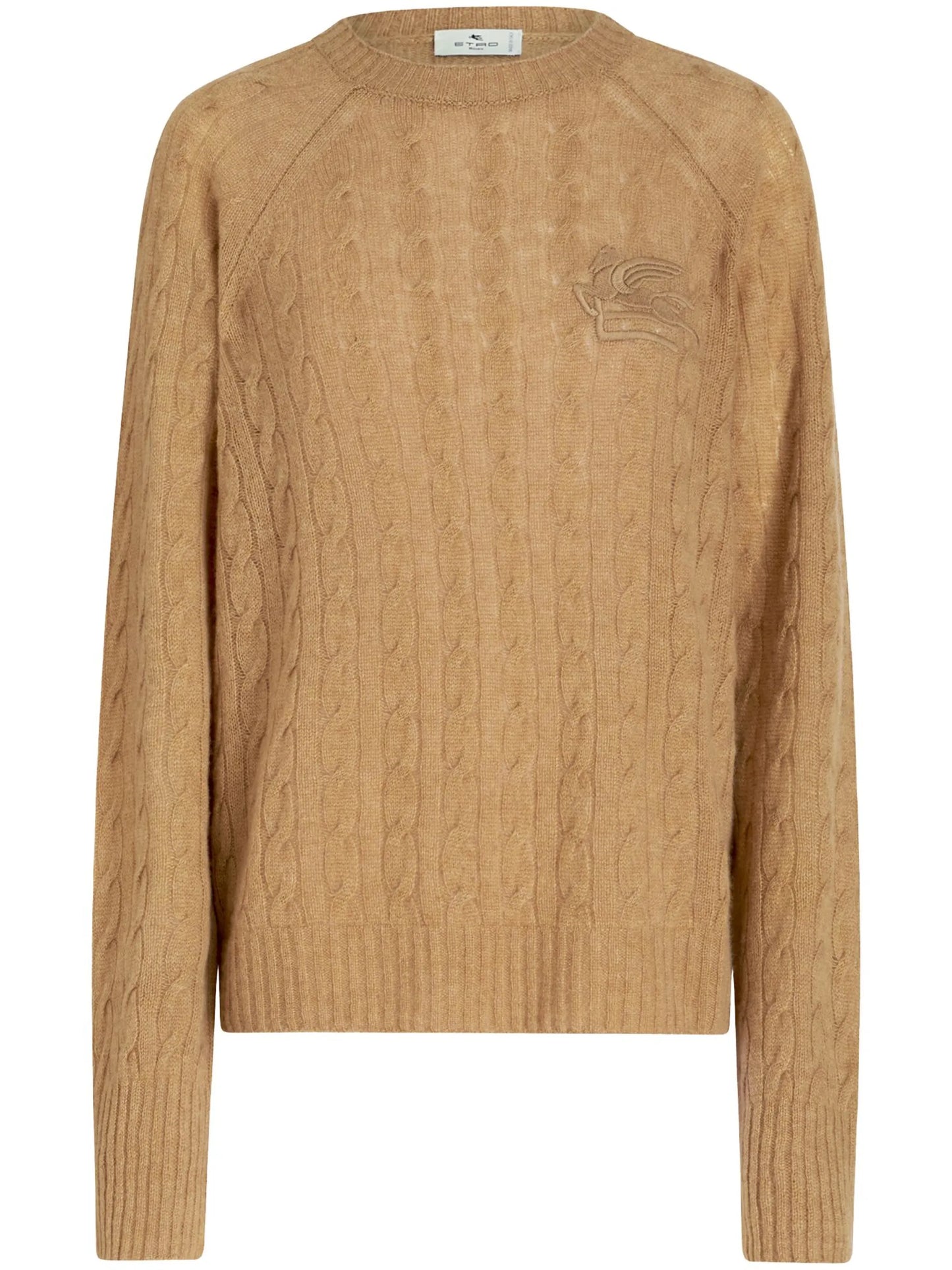 logo-embroidered cable-knit jumper