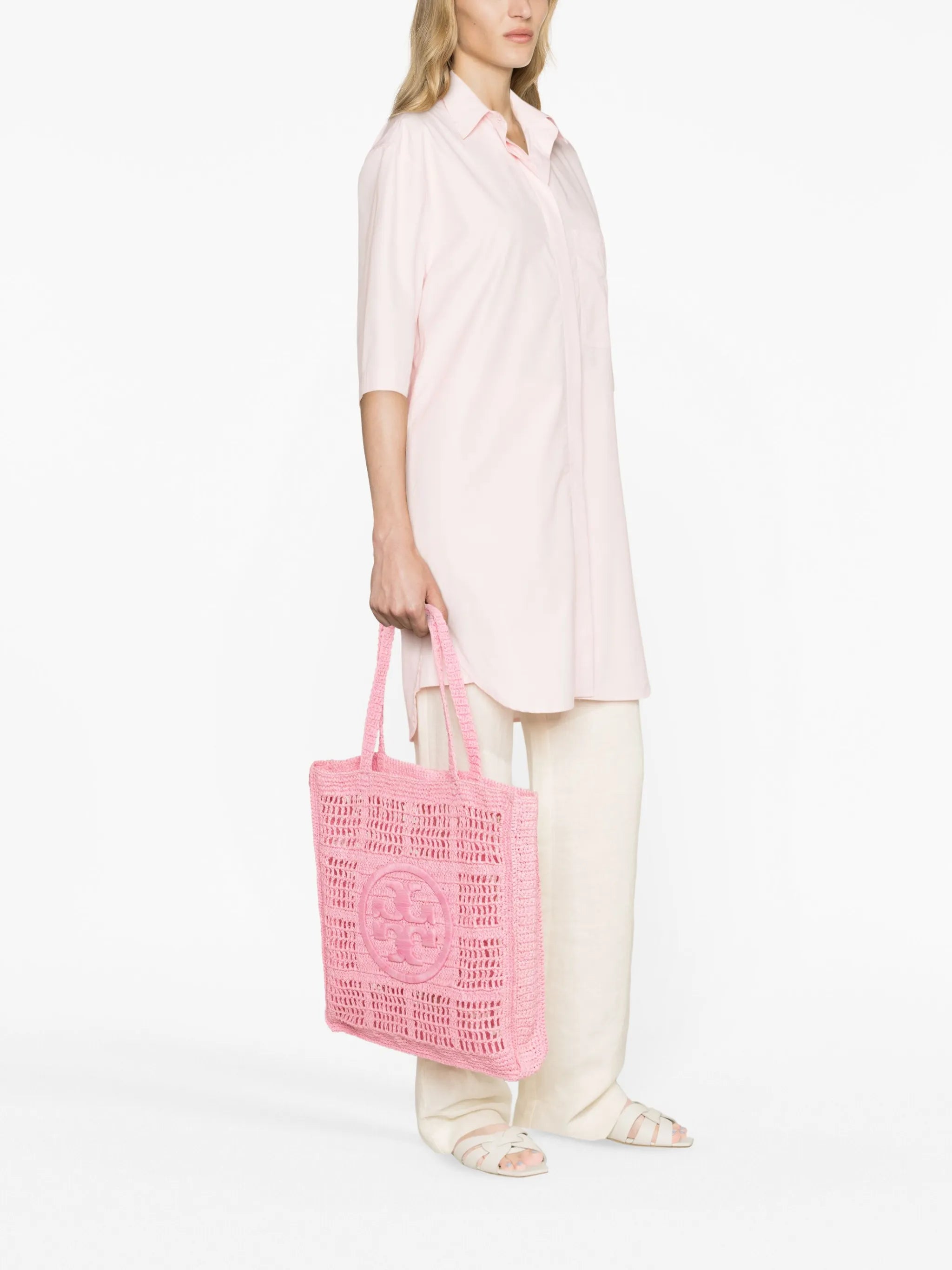 Ella crocheted-raffia tote bag