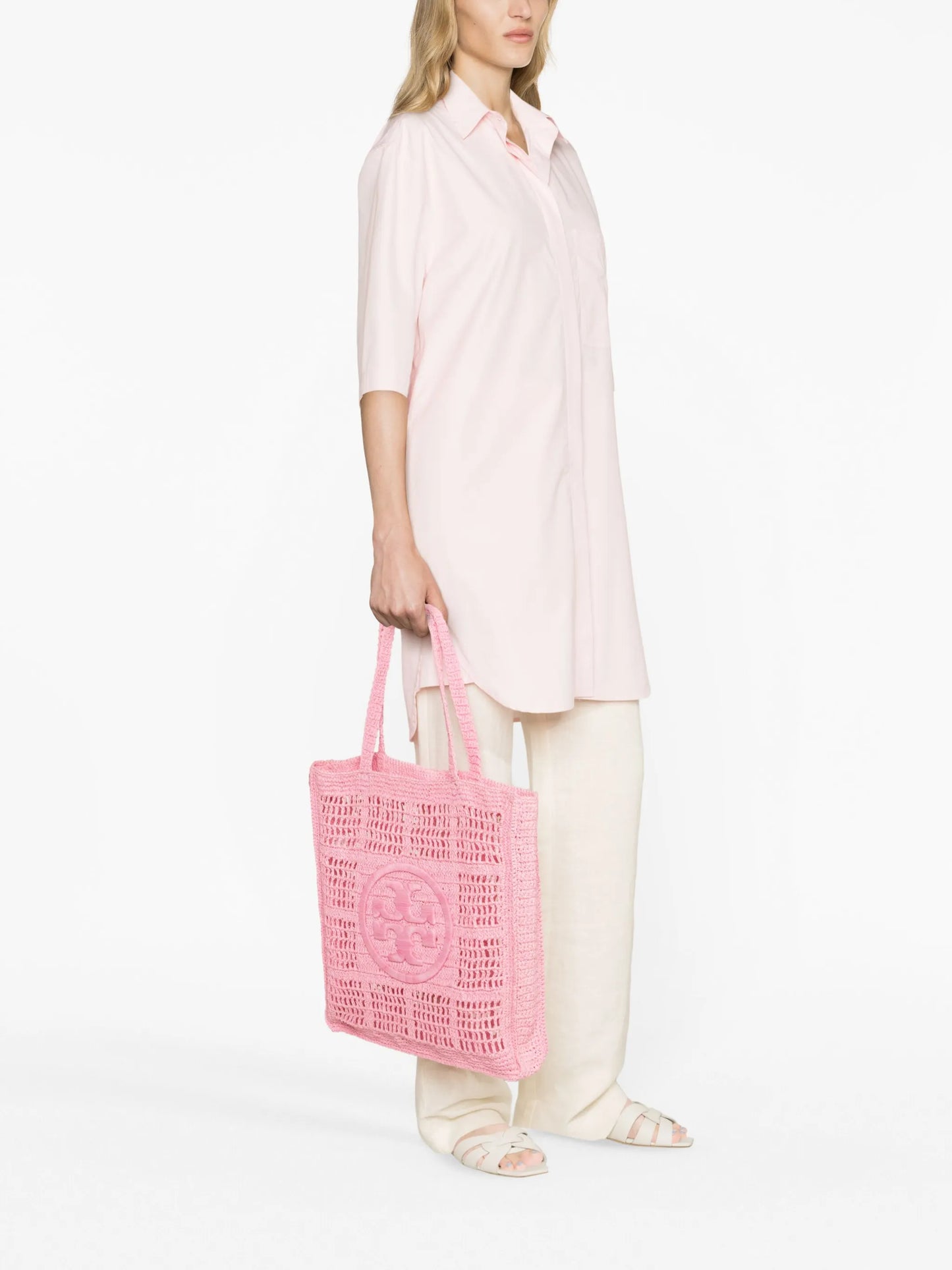 Ella crocheted-raffia tote bag