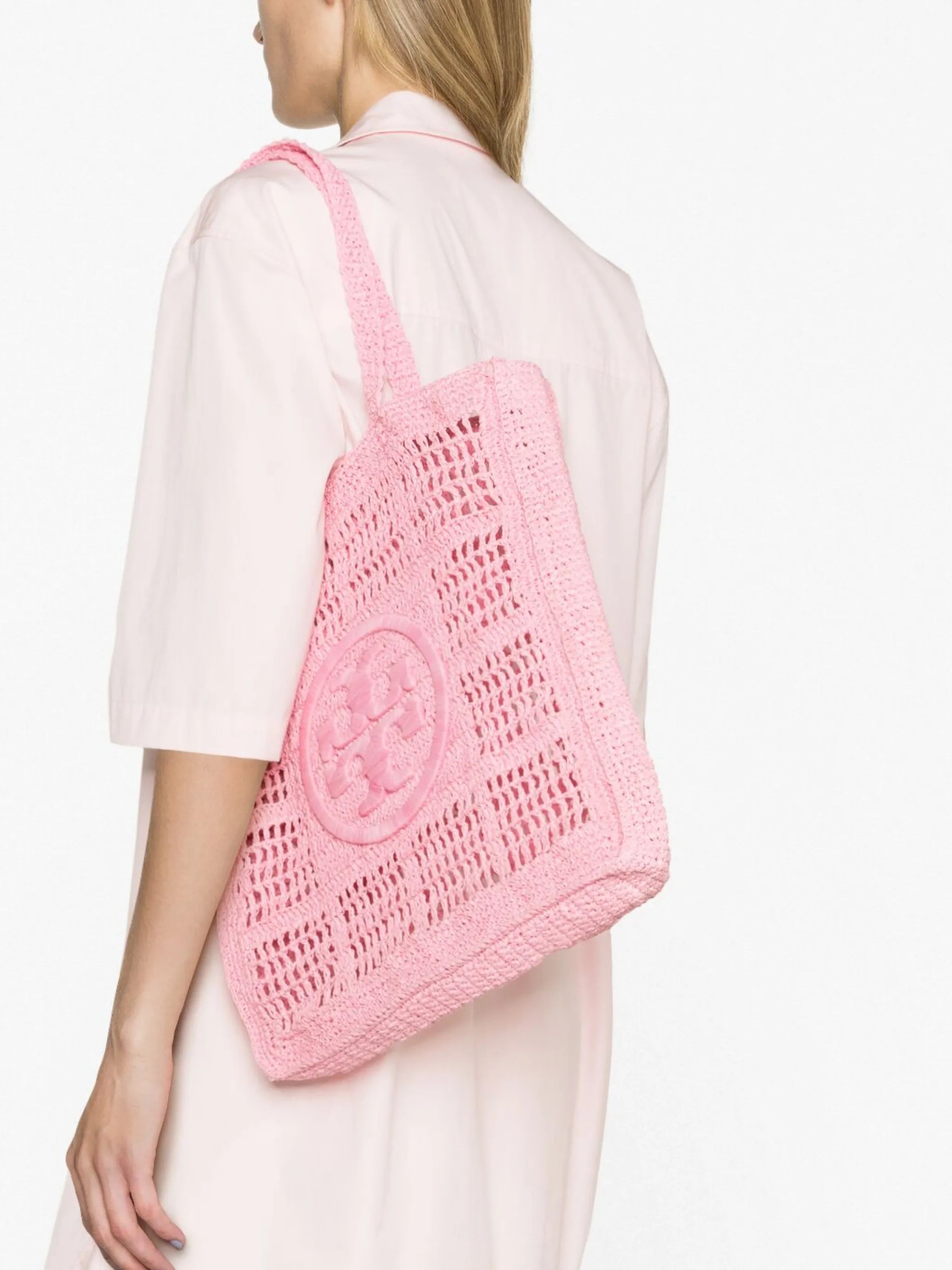 Ella crocheted-raffia tote bag