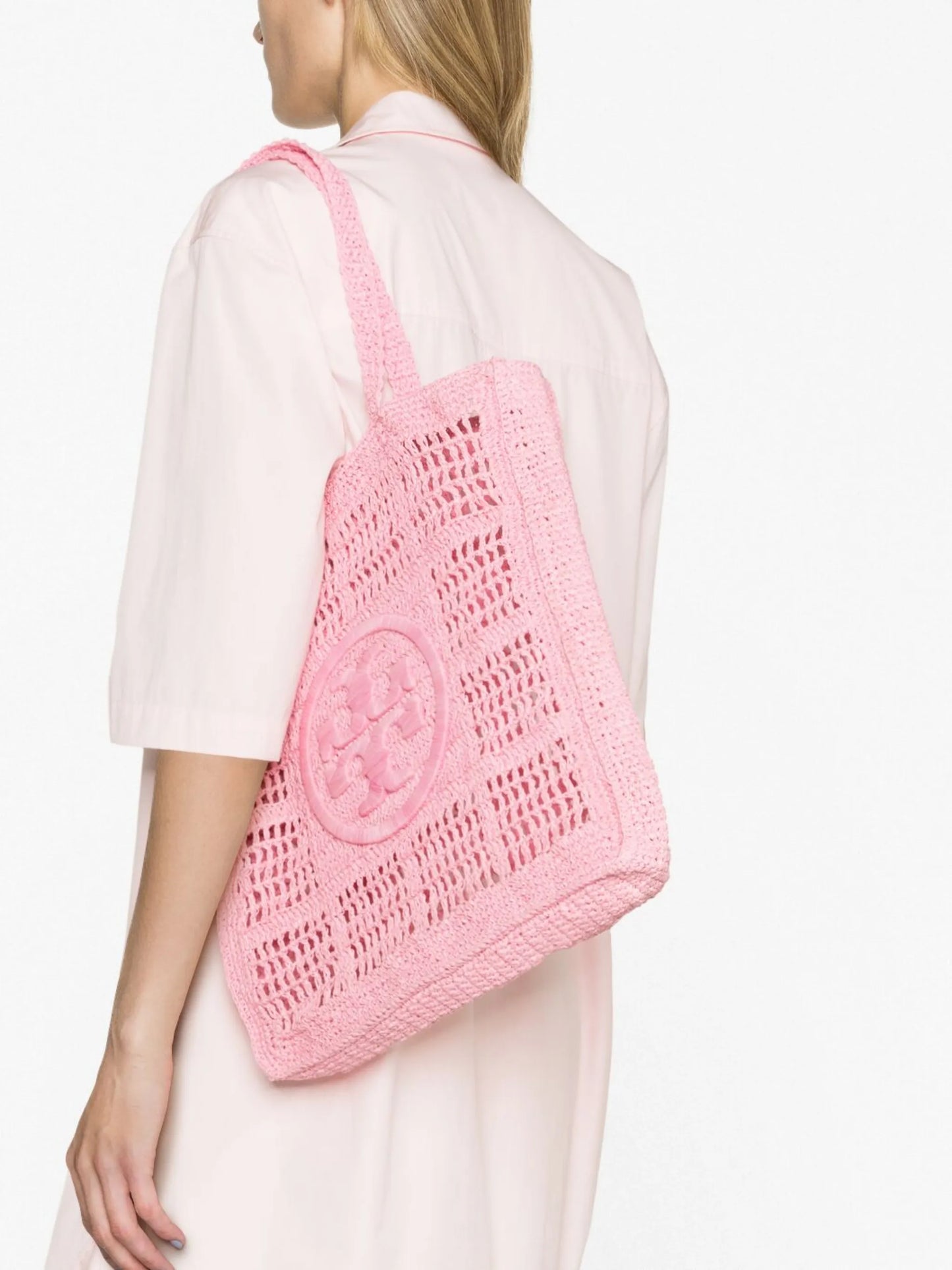 Ella crocheted-raffia tote bag