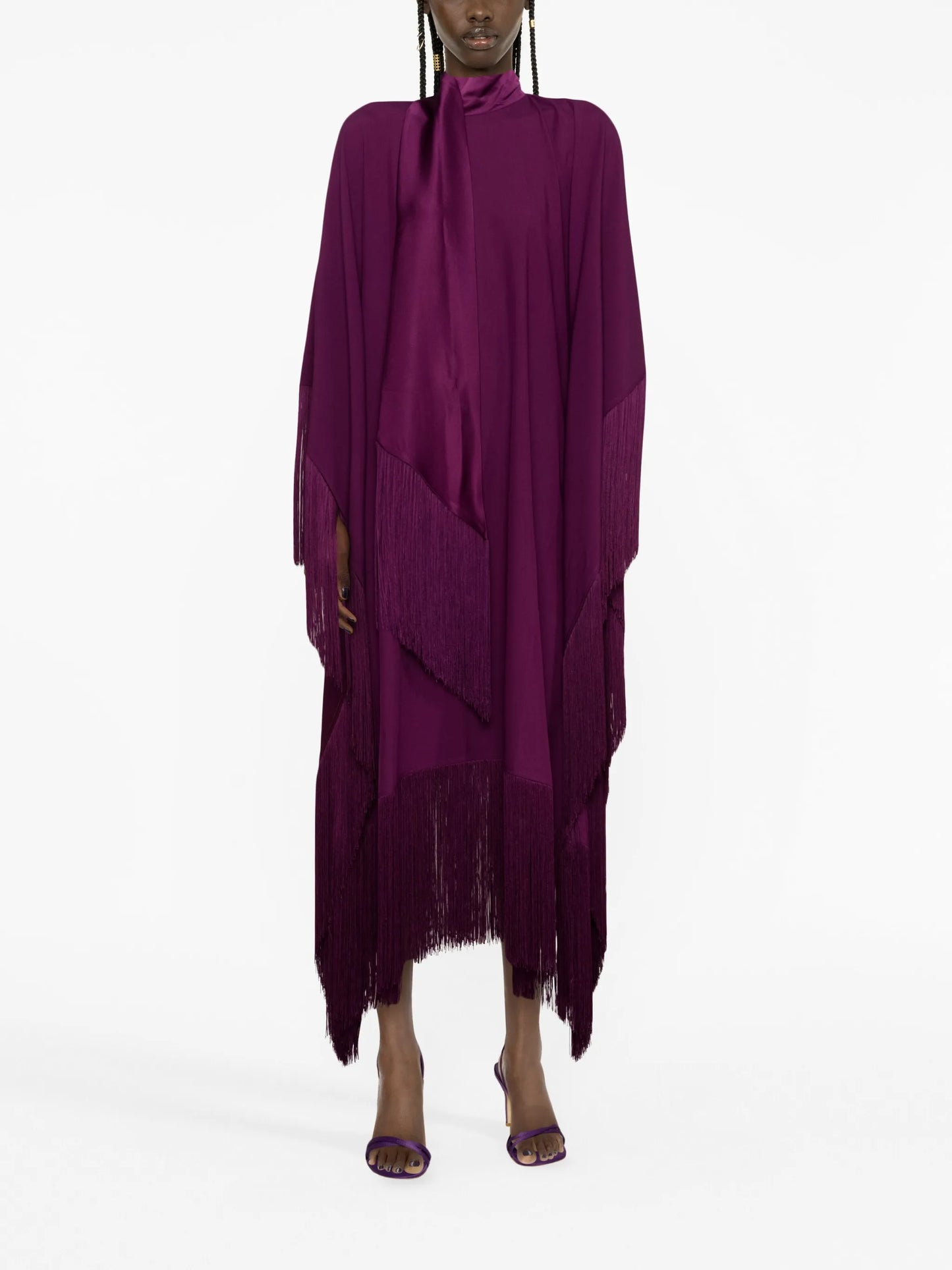 Mrs Ross fringe-trim kaftan dress