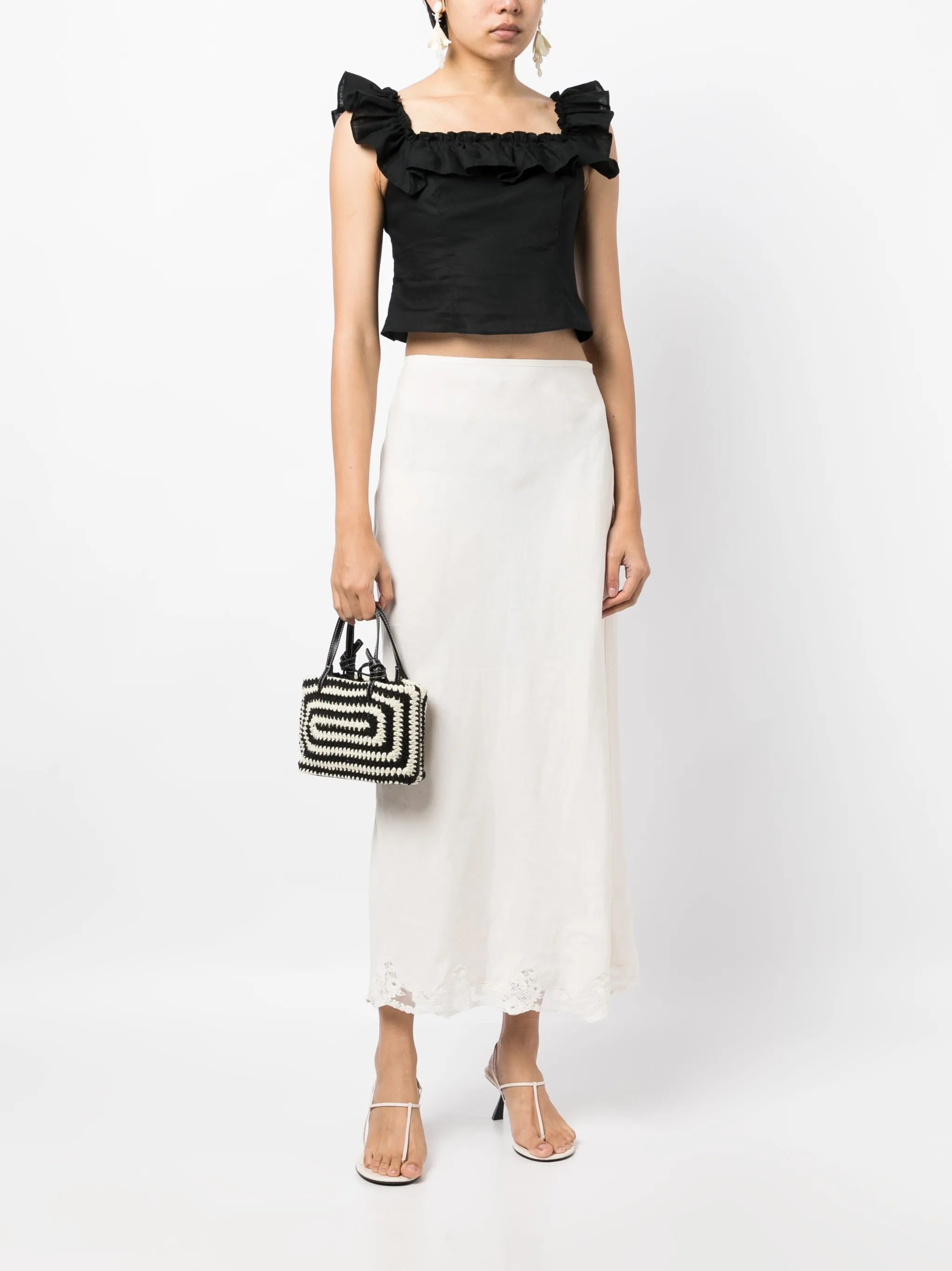 Crystal lace-detailing skirt