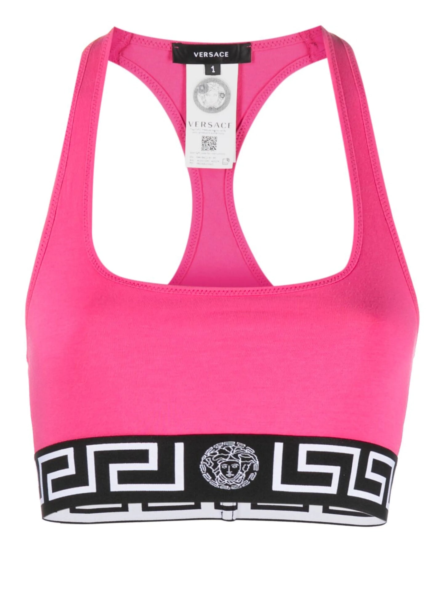 Greca-motif stretch-cotton sports bra