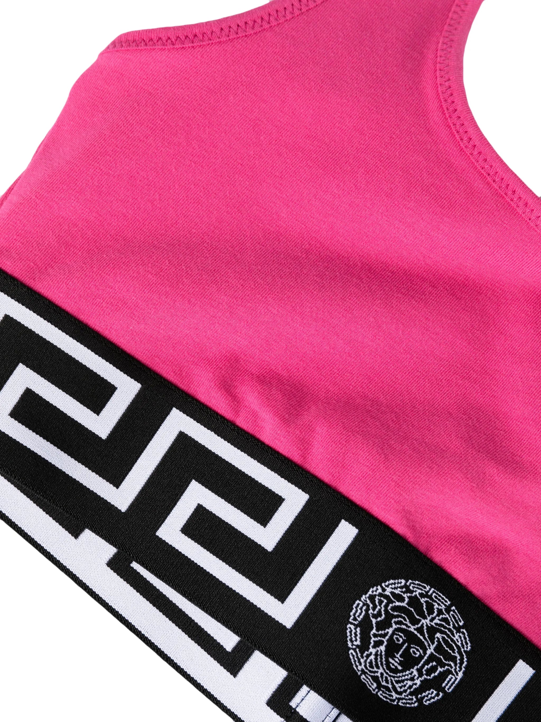 Greca-motif stretch-cotton sports bra