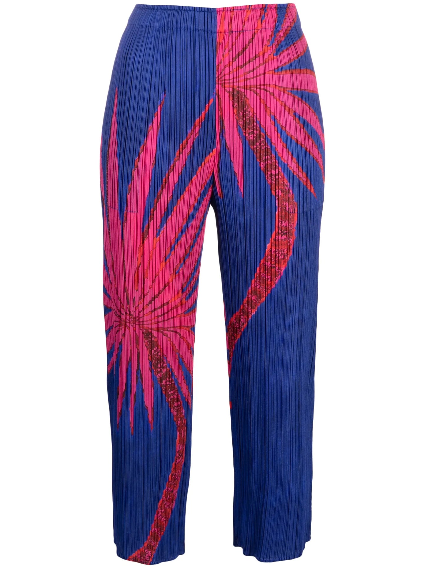 palm tree-print pleated trousers