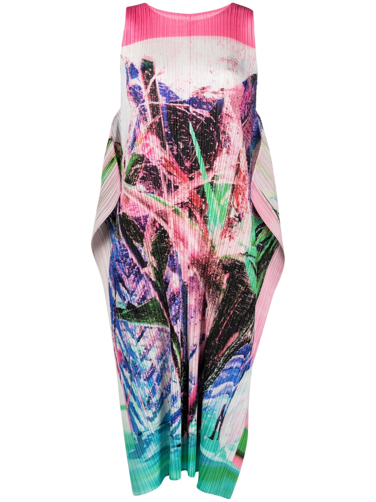 Tropical Winter plissé dress
