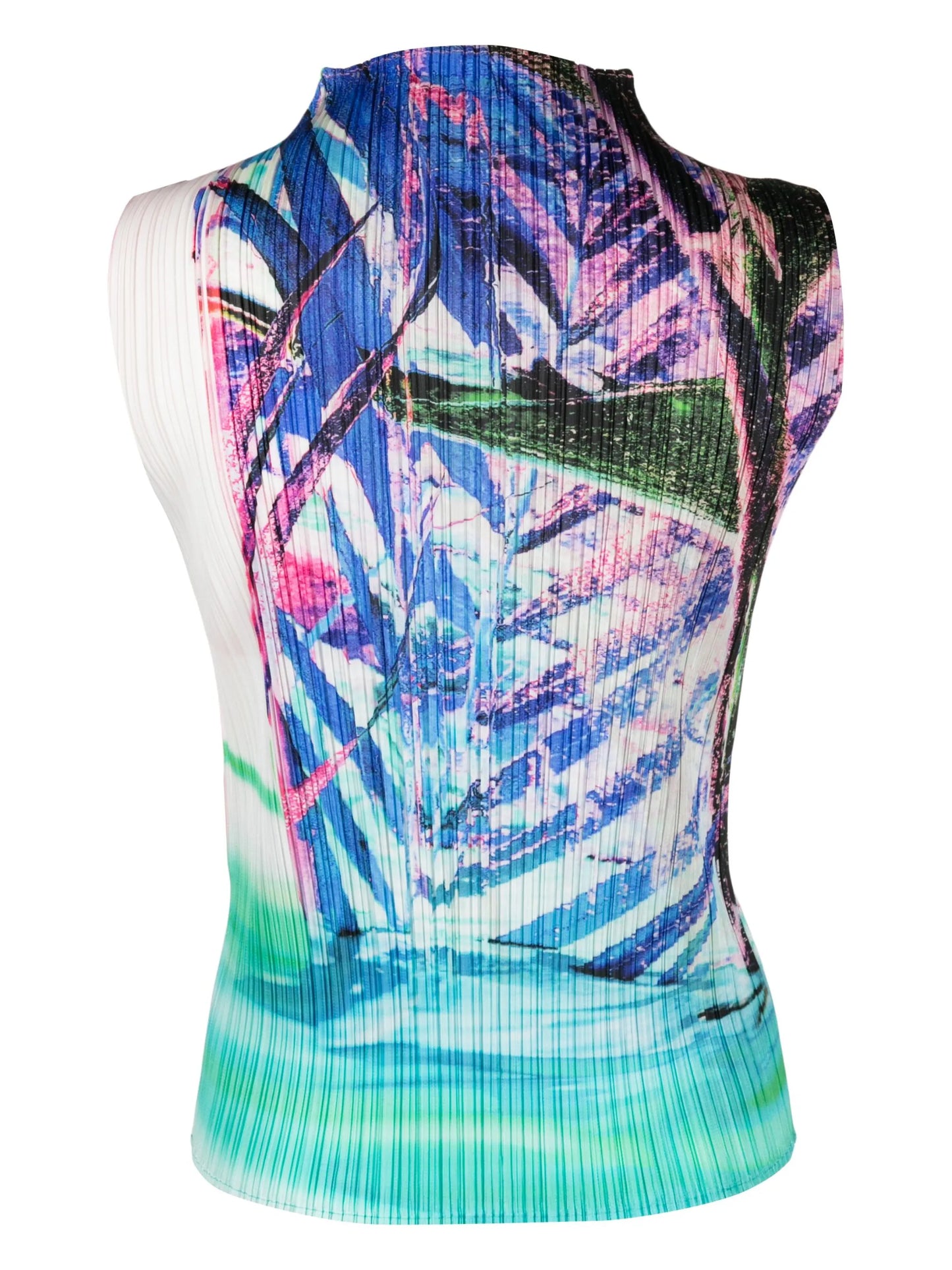 Tropical Winter-print plissé top
