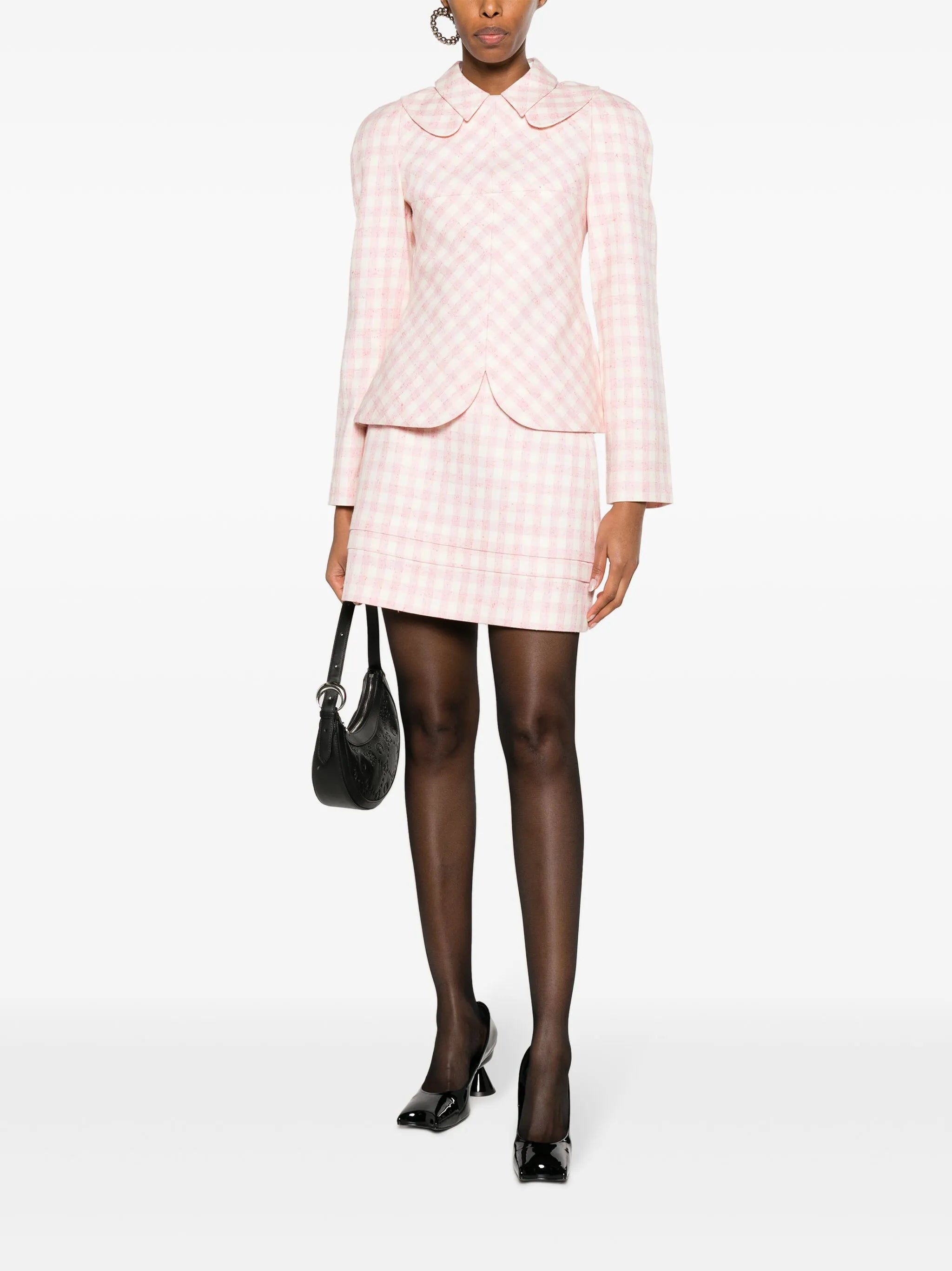 A-line checkerboard-print miniskirt