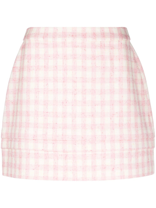 A-line checkerboard-print miniskirt