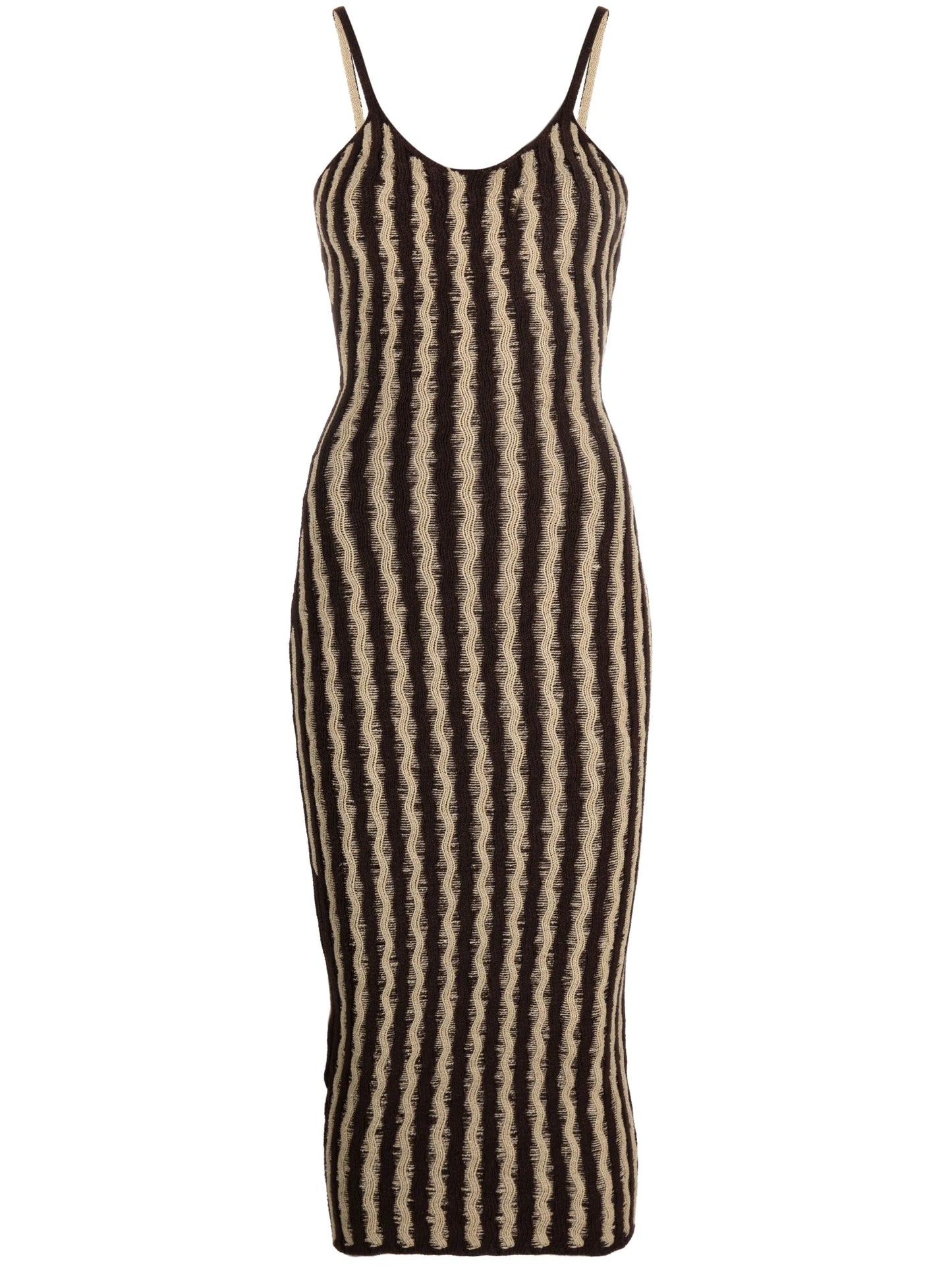Cactus stripe-knit midi dress