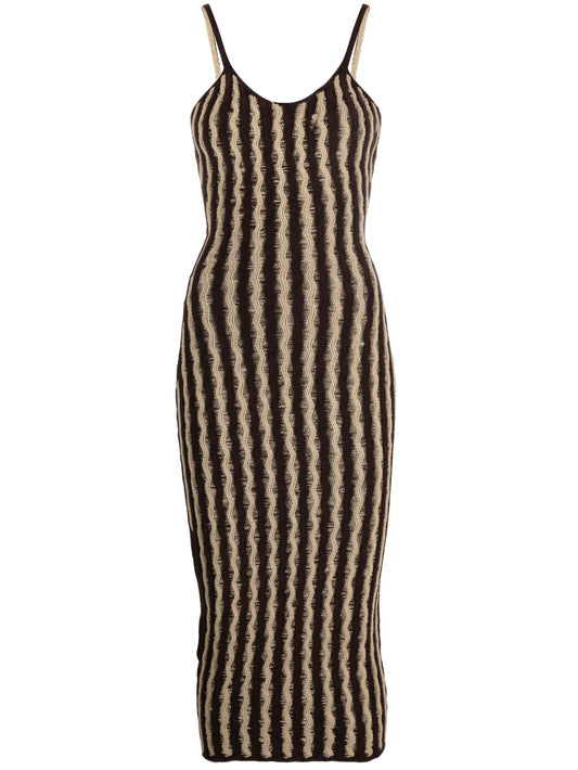 Cactus stripe-knit midi dress