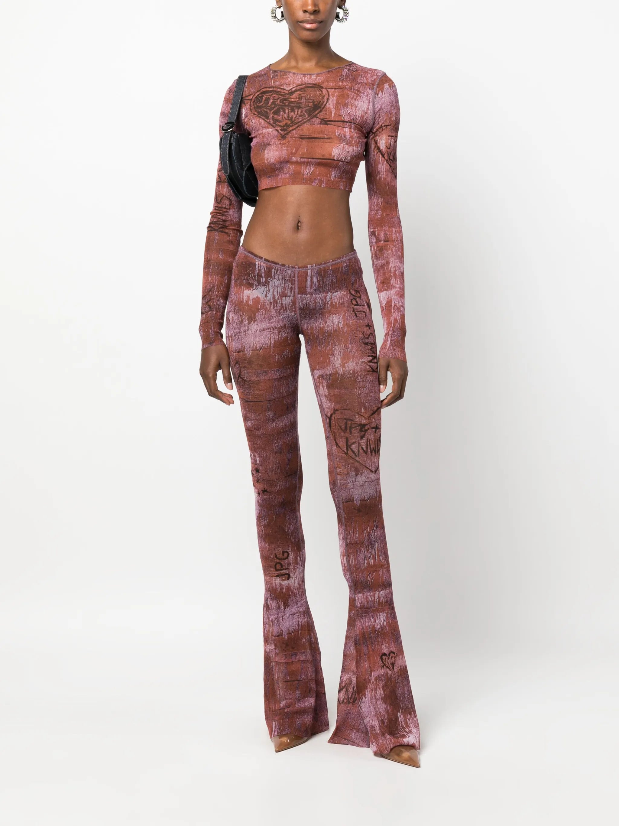 x KNWLS graphic-print flared trousers