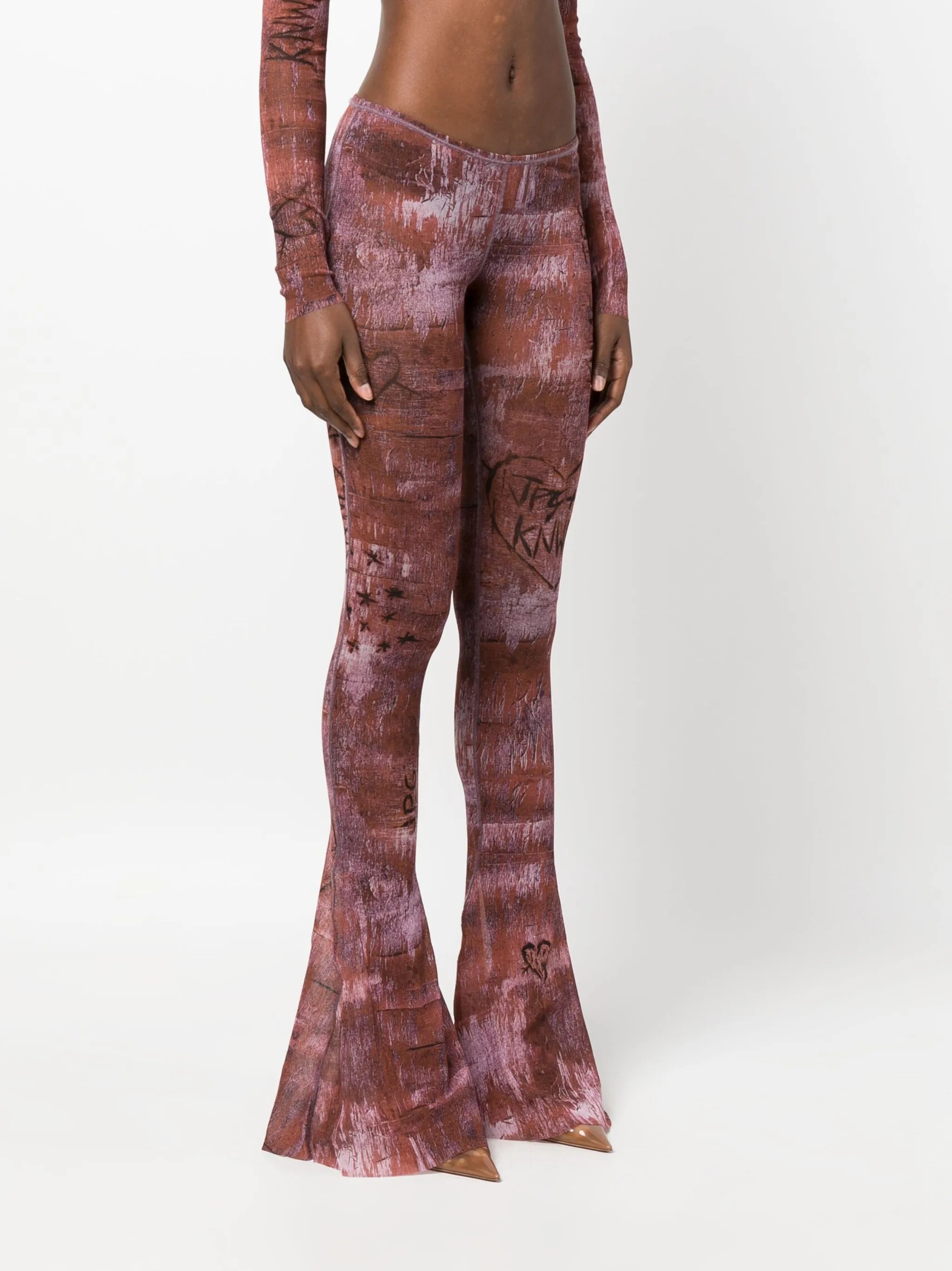 x KNWLS graphic-print flared trousers
