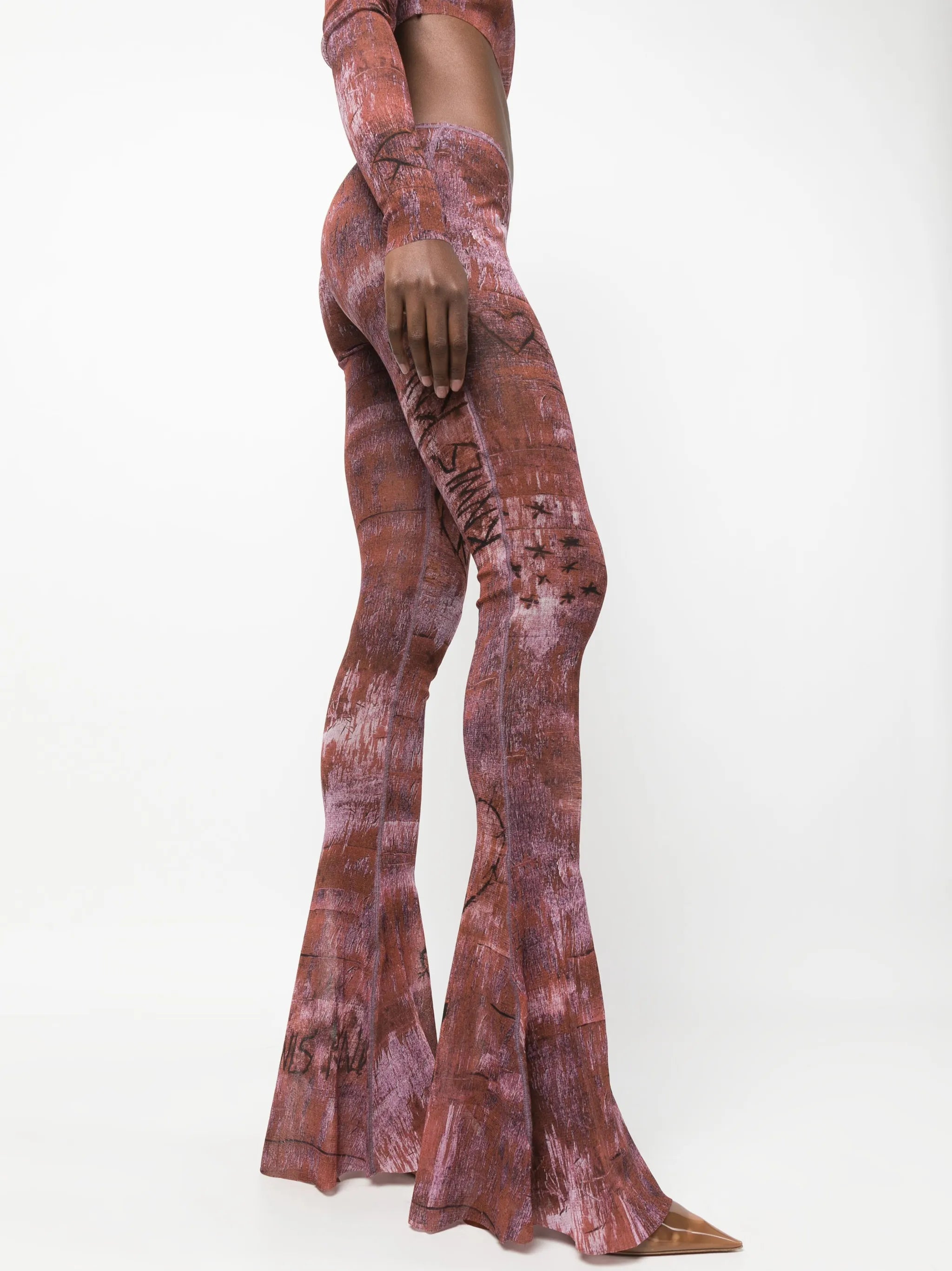 x KNWLS graphic-print flared trousers