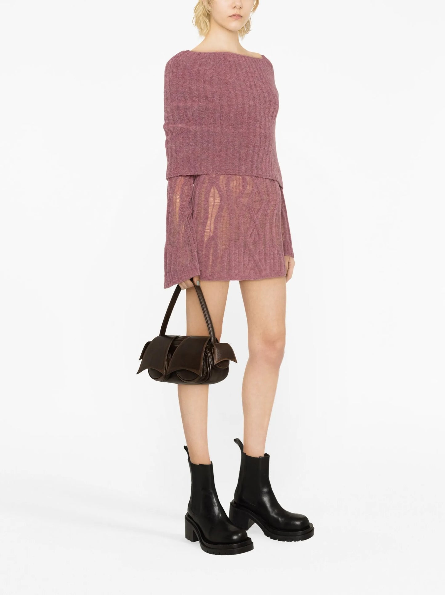 x KNWLS Clavicle cable-knit minidress