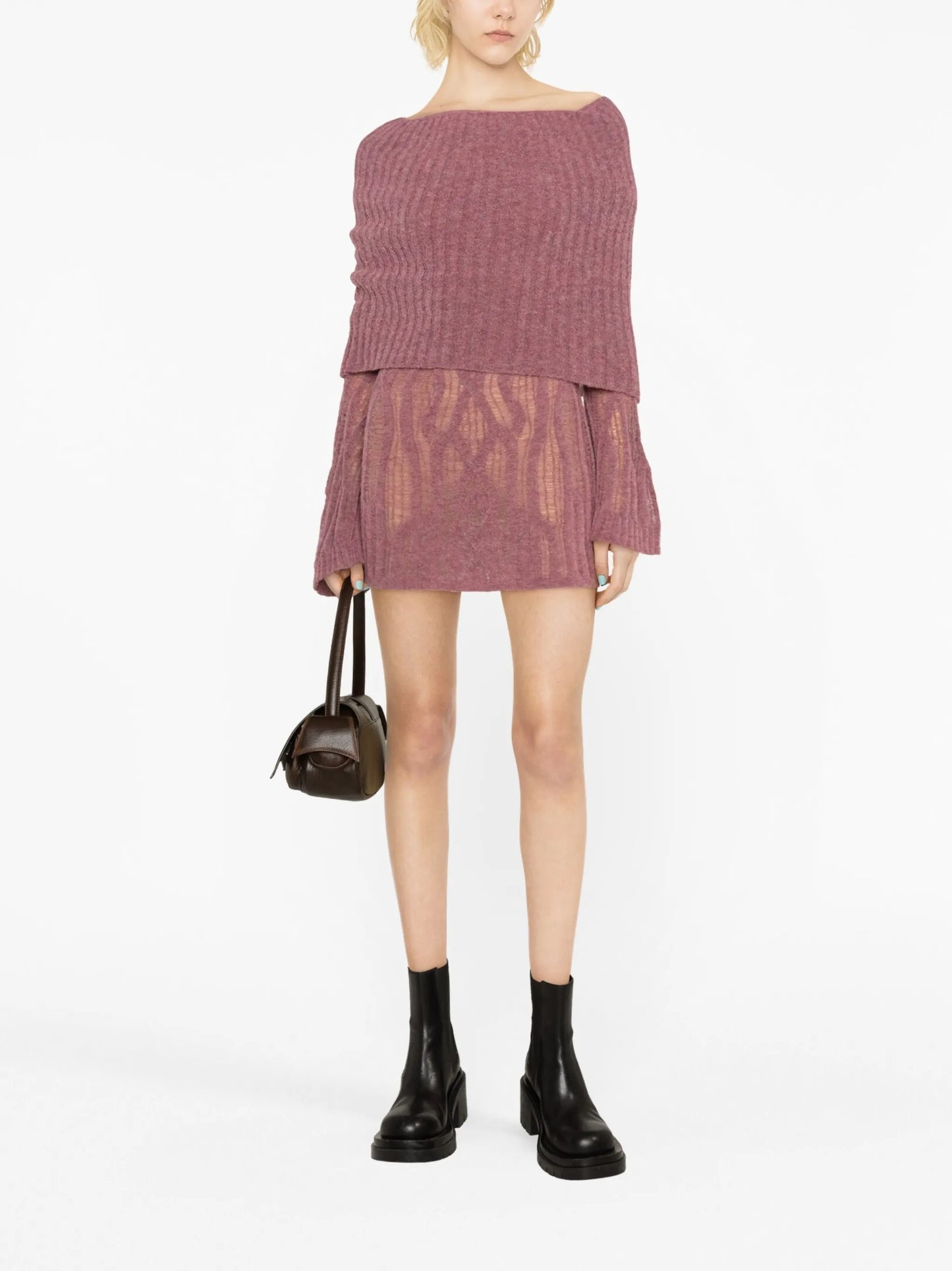 x KNWLS Clavicle cable-knit minidress